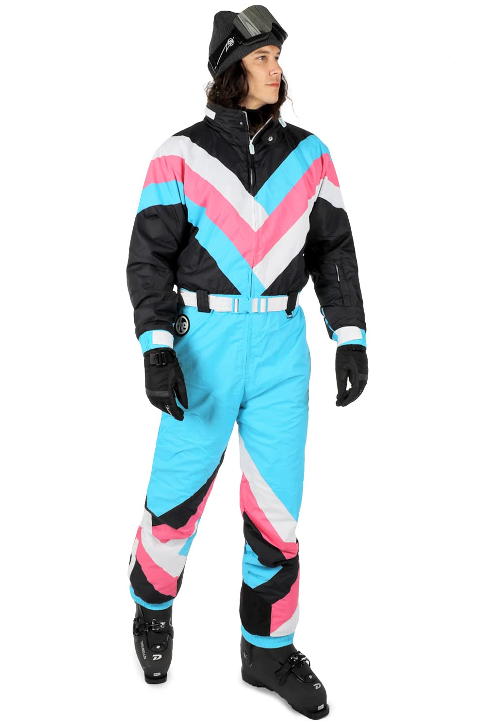 Bright Neon Retro Men's Ski Suits - Waterproof & Insulated Winter Snowboard Jacket & Pants Set by Tipsy Elves - Perfect for Skiing, Snowboarding & Winter Sports