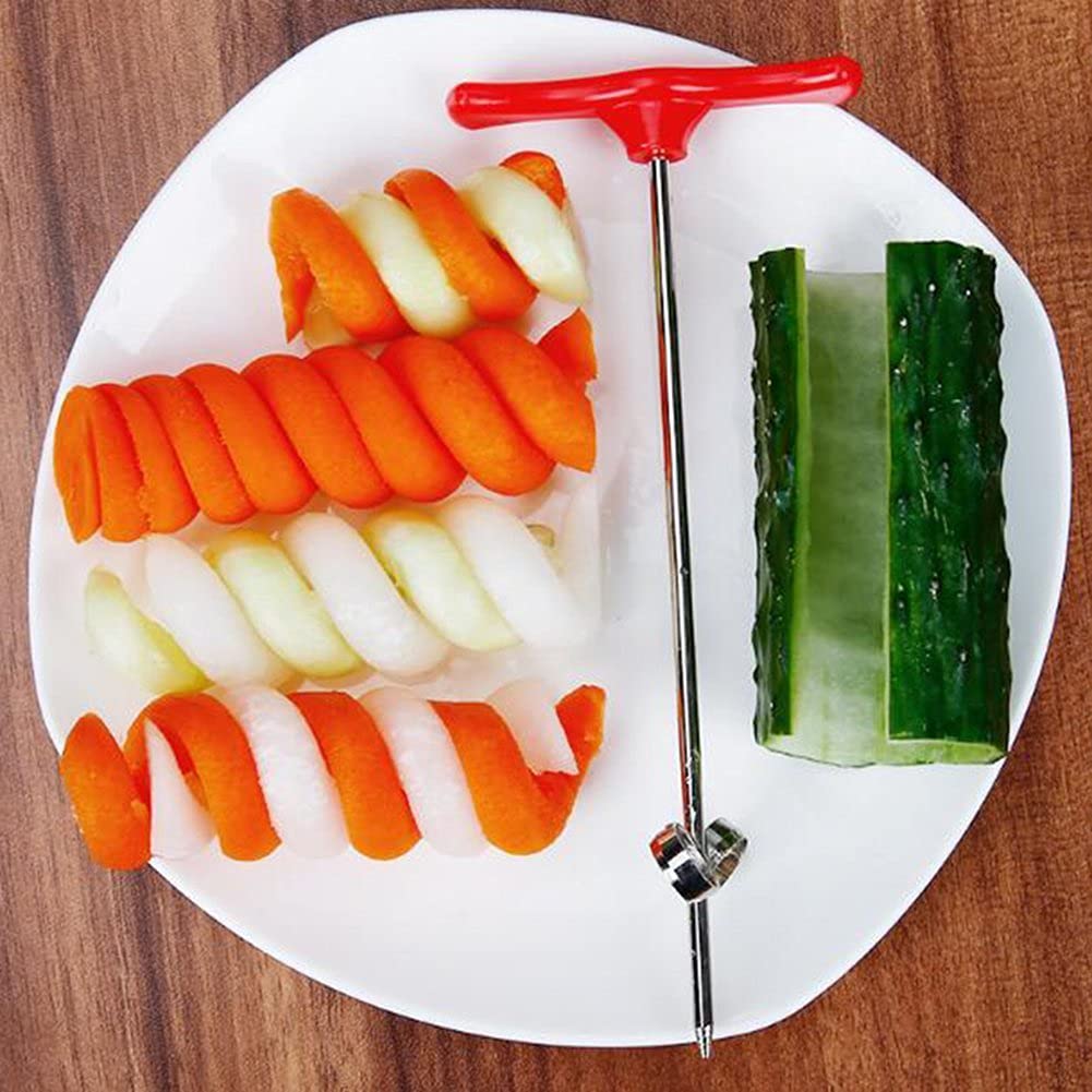 Stainless Steel Spiral Twist Knife for Fruits & Vegetables - Healthy Snack & Chip Maker - Perfect for Salads, Parties & Meal Prep - Easy Spiralizer & Shredder for Kids & Adults