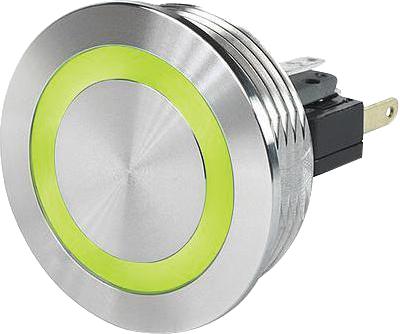 MSM30 30mm Metal Pushbutton Switch with Green LED Illumination - 100mA @ 30VDC, 5-48VDC Illumination Supply, 200K Operations - Perfect for Industrial Control Panels, Machinery, and Automation Equipment