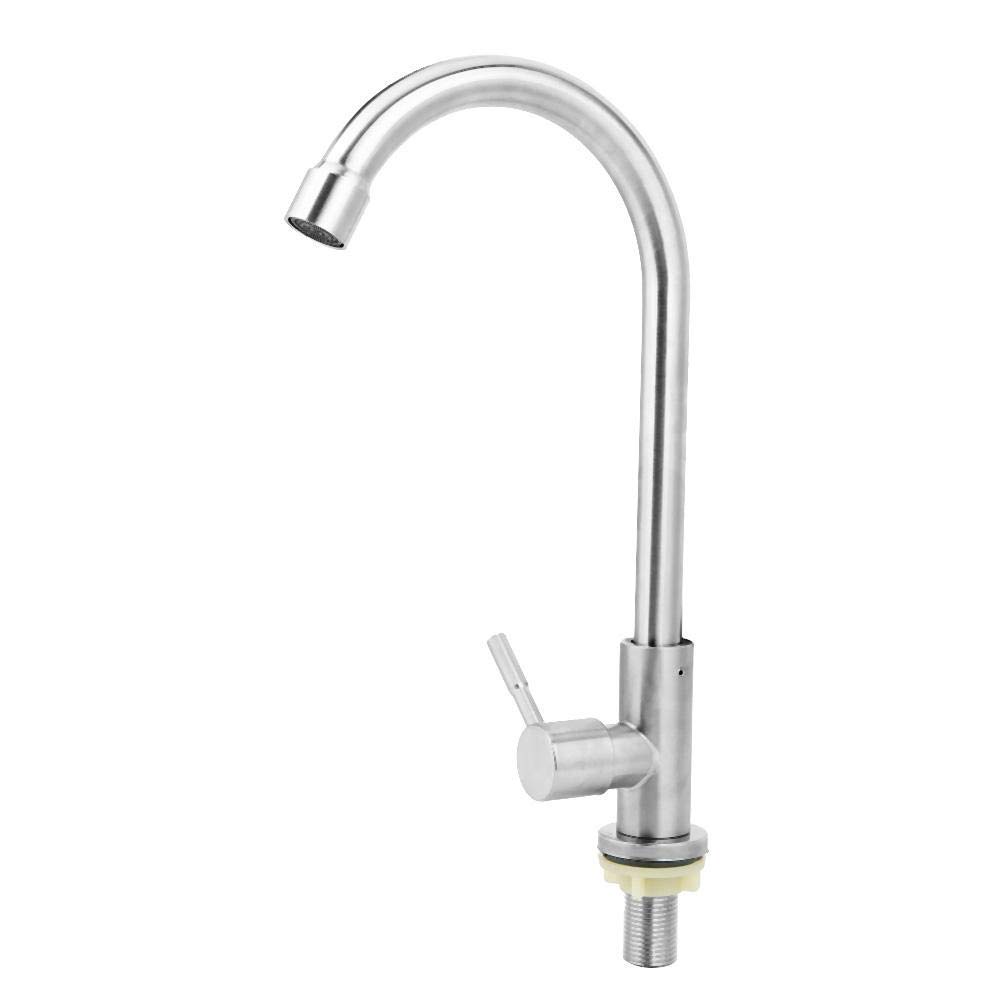 360° Rotatable Stainless Steel Kitchen Faucet - G1/2in Single Cold Water Tap for Sink & Vanity | Durable Brushed Nickel Finish | Perfect for Modern Kitchens & Bathroom Renovations | Easy DIY Installation & Leak-Proof Design