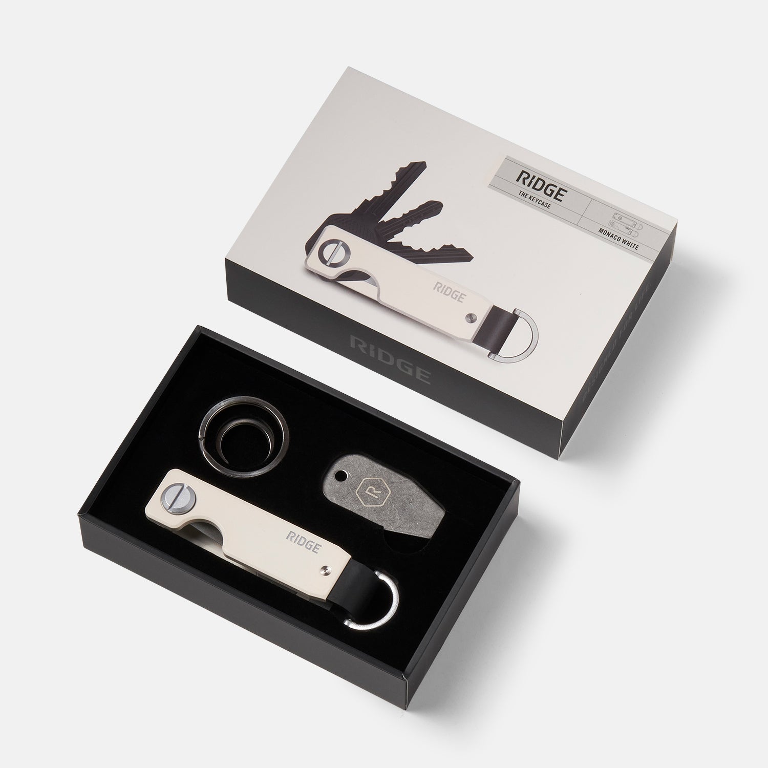 The Ridge KeyCase - Slim RFID Blocking Key Holder in Monaco White - Perfect for Everyday Carry, Travel & Organization