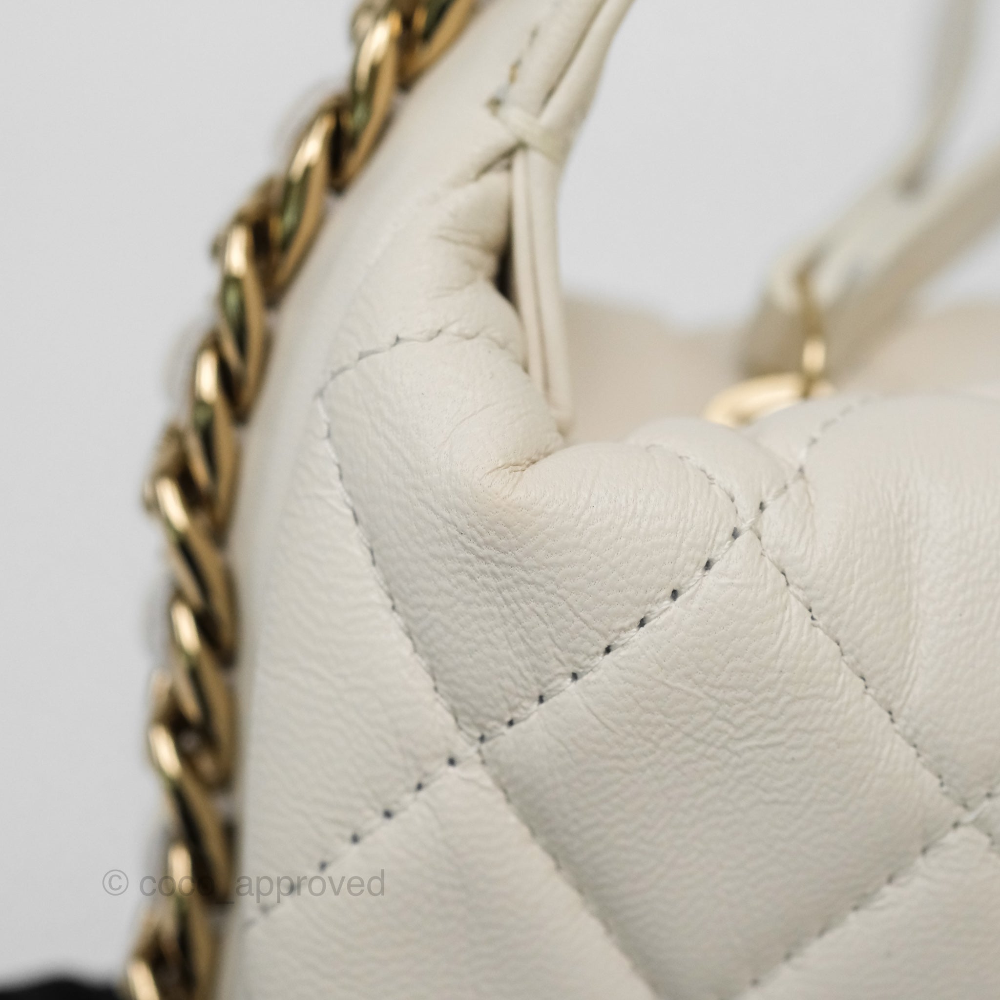Chanel Chain Around Mini Hobo Bag in White Lambskin Leather with Gold Hardware 23C - Perfect for Evening Events & Luxury Fashion Accessories