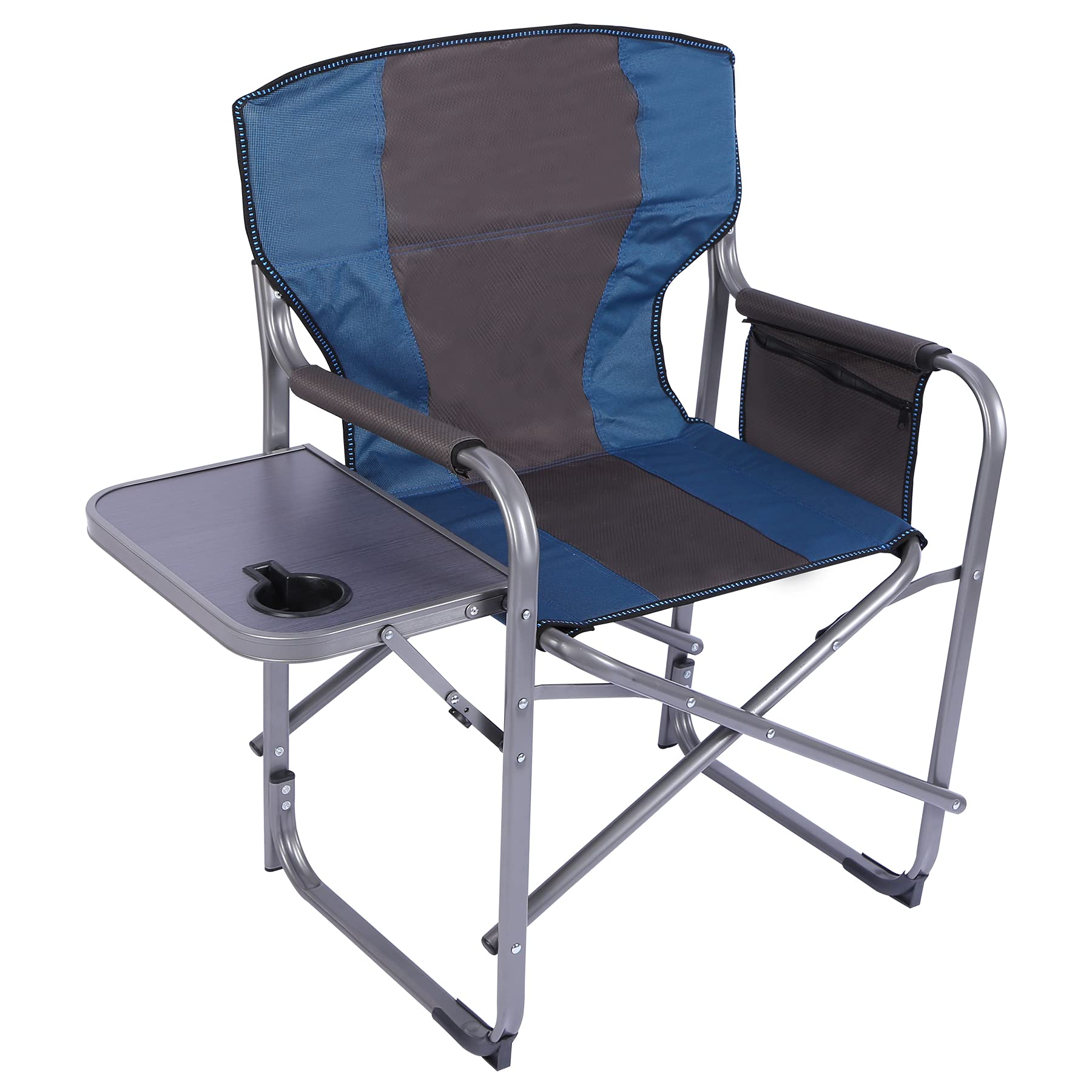 **CAMPMOON Heavy Duty Folding Camping Chair with Attached Side Table & Cup Holder - Portable Outdoor Directors Chair for Adults, Beach, Lawn, Picnic & Backyard Relaxation**