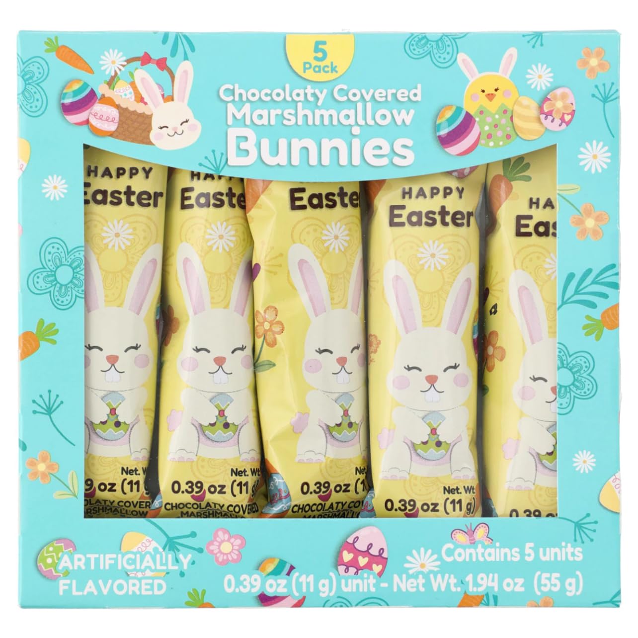 **Delicious Milk Chocolate Covered Marshmallow Bunnies (5-Piece) – Individually Wrapped Easter Candy for Baskets, Party Favors & Gifts – 2-Pack by Soko Smiles – Perfect for Easter Celebrations, Snacking & Dessert Platters**