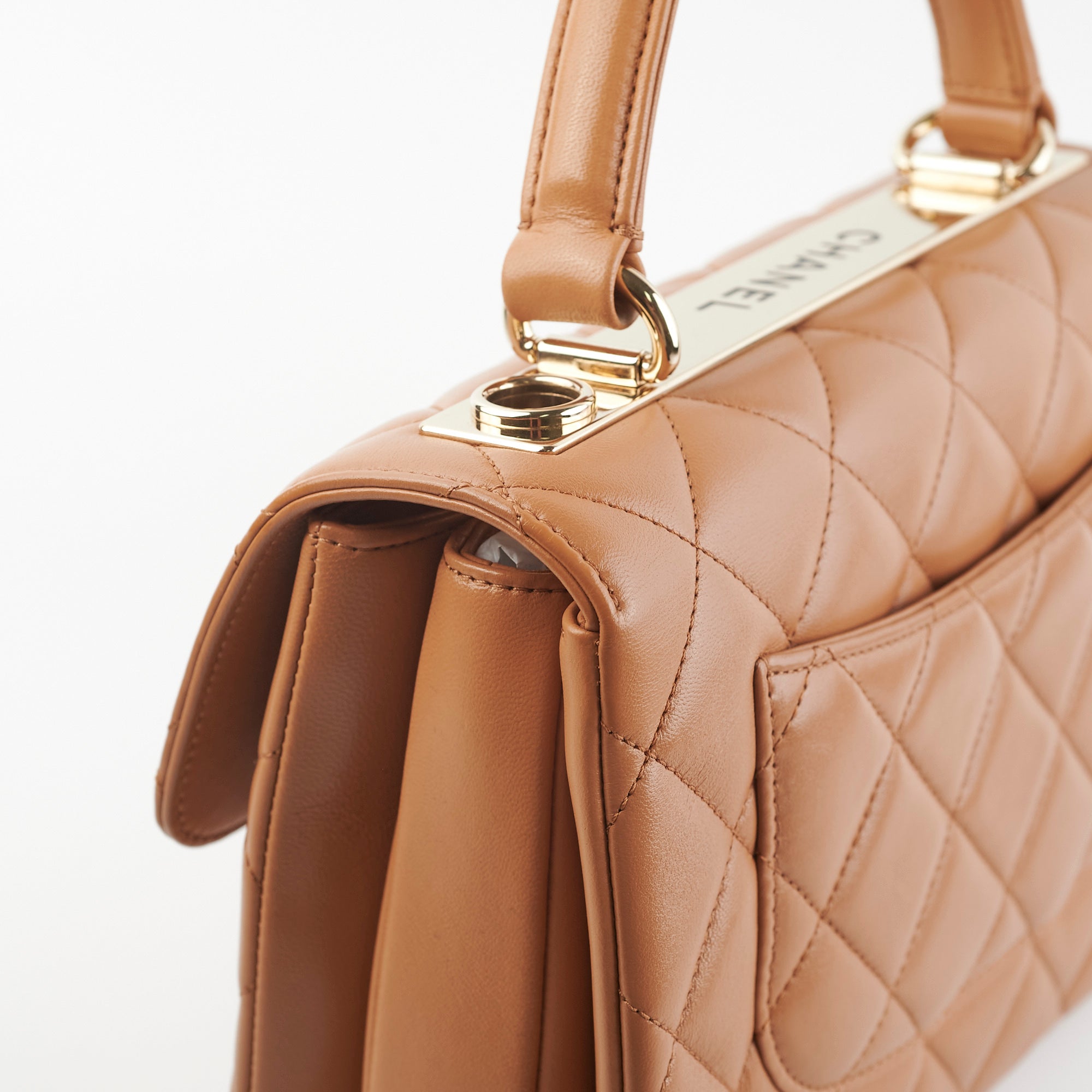 Chanel Trendy CC Quilted Leather Shoulder Bag in Caramel - Vintage Luxury Handbag for Women, Perfect for Date Nights & Special Occasions