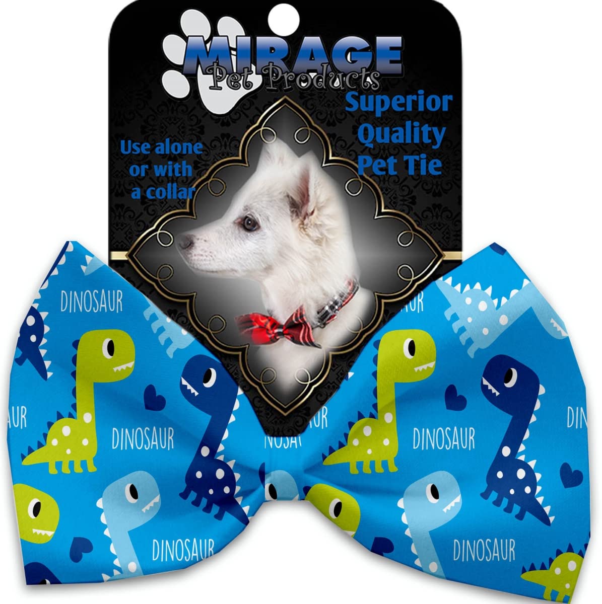 Stylish Blue Dinosaur Pet Bow Tie Collar Accessory with Adjustable Velcro - Perfect for Dogs & Cats Costume Parties & Photo Shoots