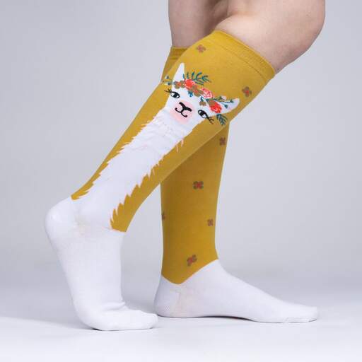 Funny Llama Print Knee High Socks for Women - Comfortable & Stylish Crew Socks - Perfect for Cosplay, Gifts, and Everyday Wear