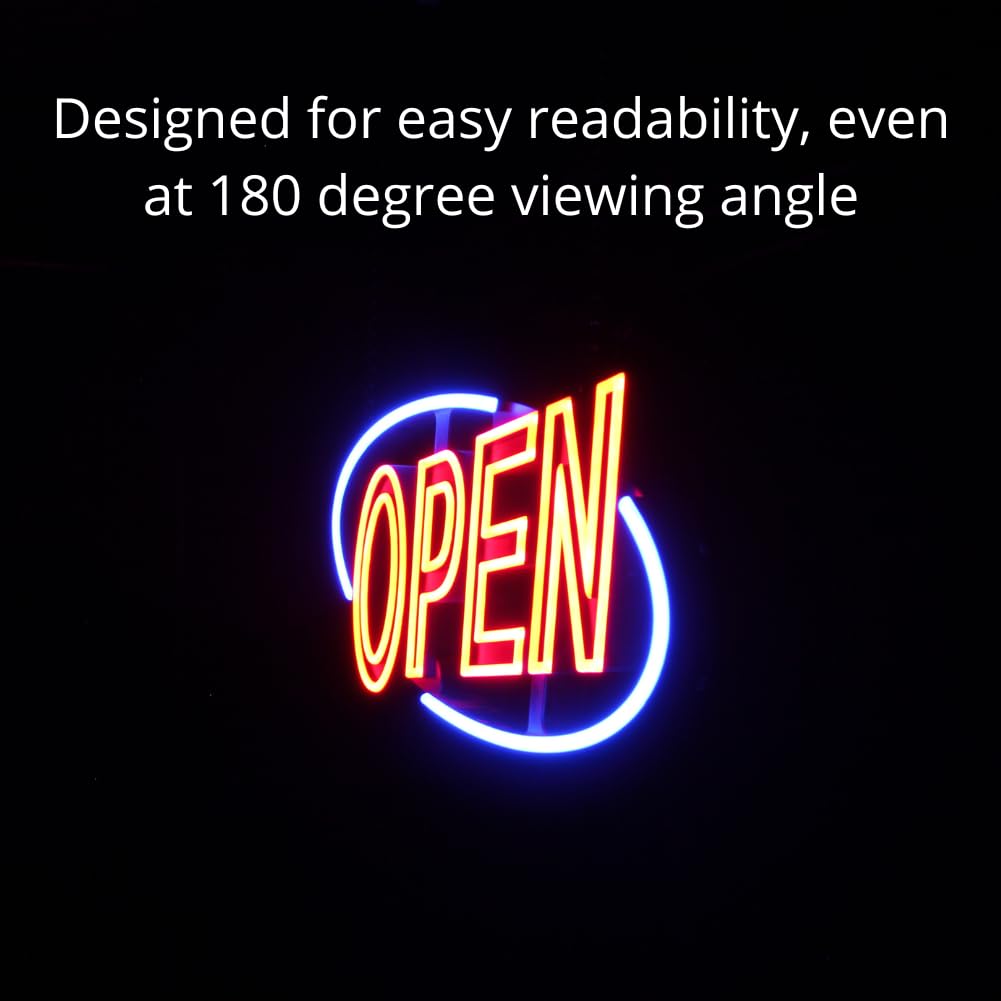 Optiva Ultra Bright LED Open Sign for Business - 32” Neon Look with 12 Animations (Blinking, Flashing), Red & Blue Lights - Perfect for Storefronts, Restaurants & Retail Shops