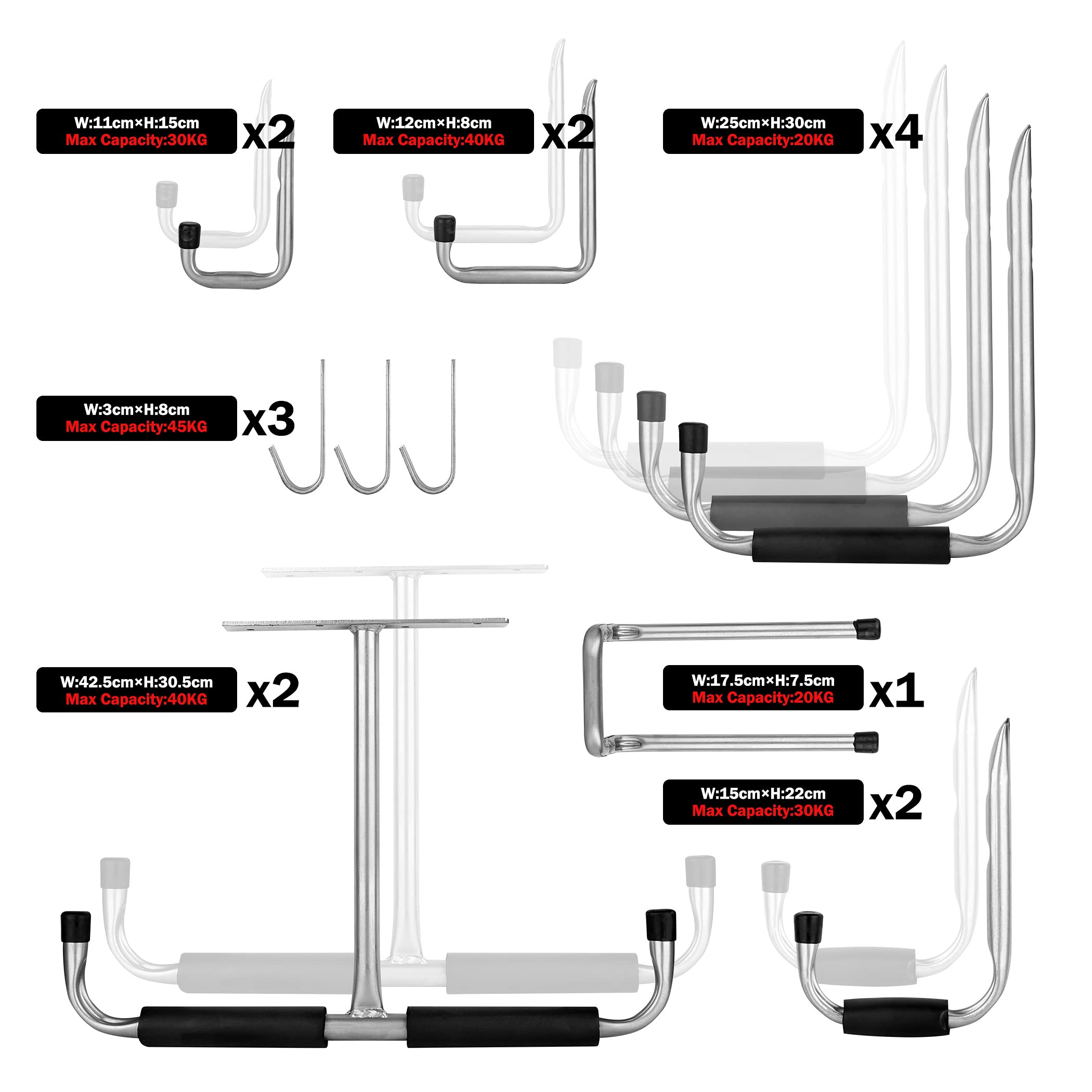 **CARTMAN Heavy Duty Wall Mounted Kayak Storage Hooks - 16 Pack, Indoor Garage Hanger for Kayaks, Folding Chairs, Bikes & Tools - Space-Saving Utility Rack for Home, Garage, or Shed Organization**