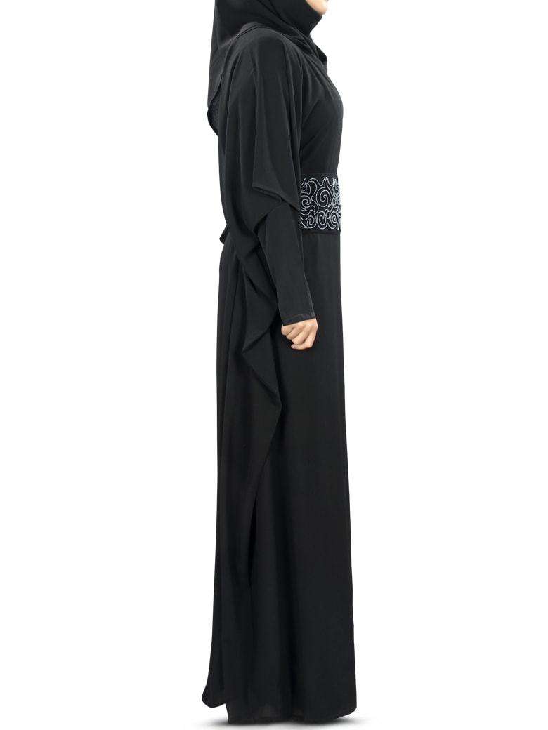 Hand Embroidered Black Kaftan Dress for Women - Elegant Boho Maxi Dress for Beach, Wedding & Special Occasions