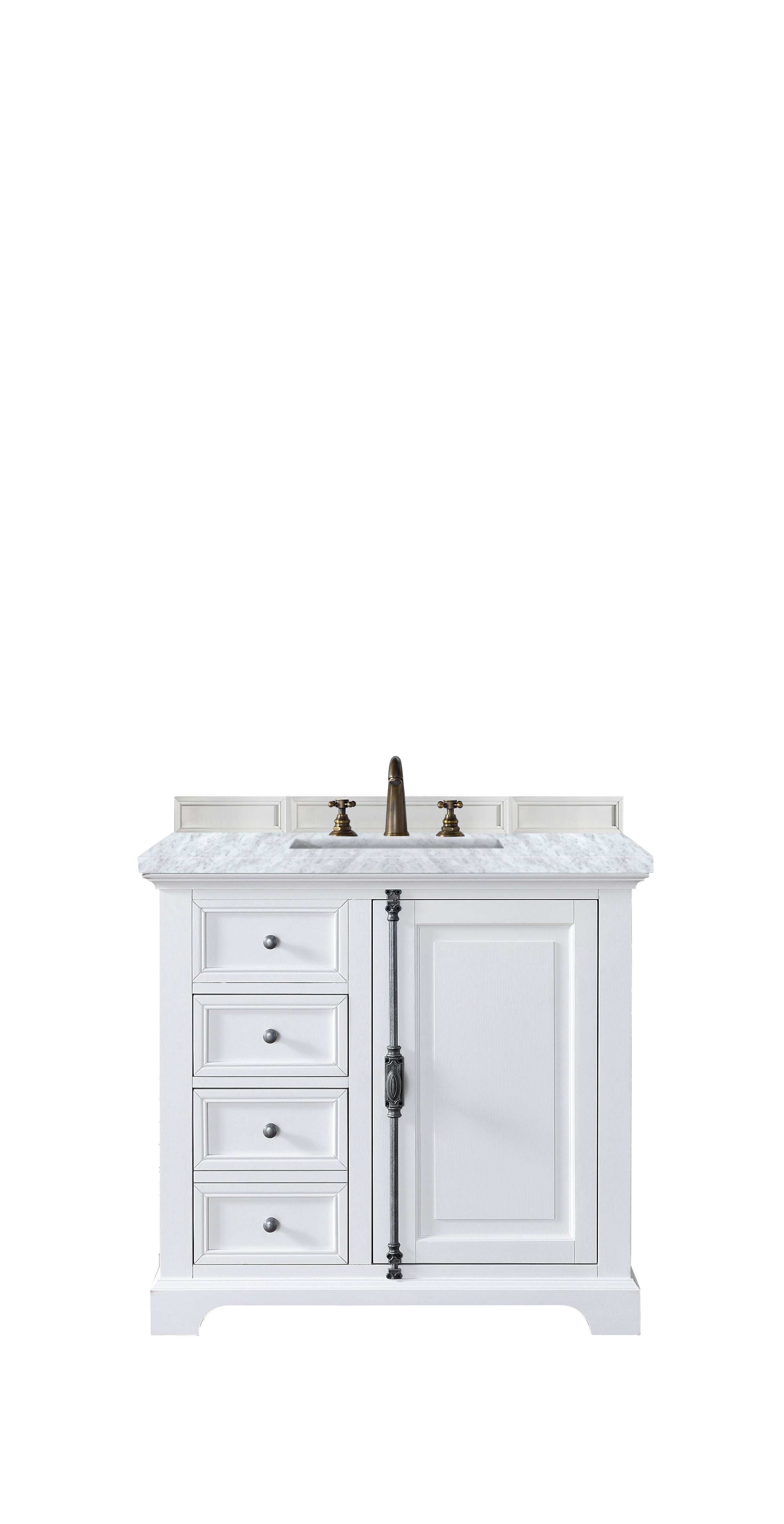 Providence 36 Inch White Bathroom Vanity with 3CM Carrara Marble Top - Perfect for Modern Master Bath & Powder Room Remodeling