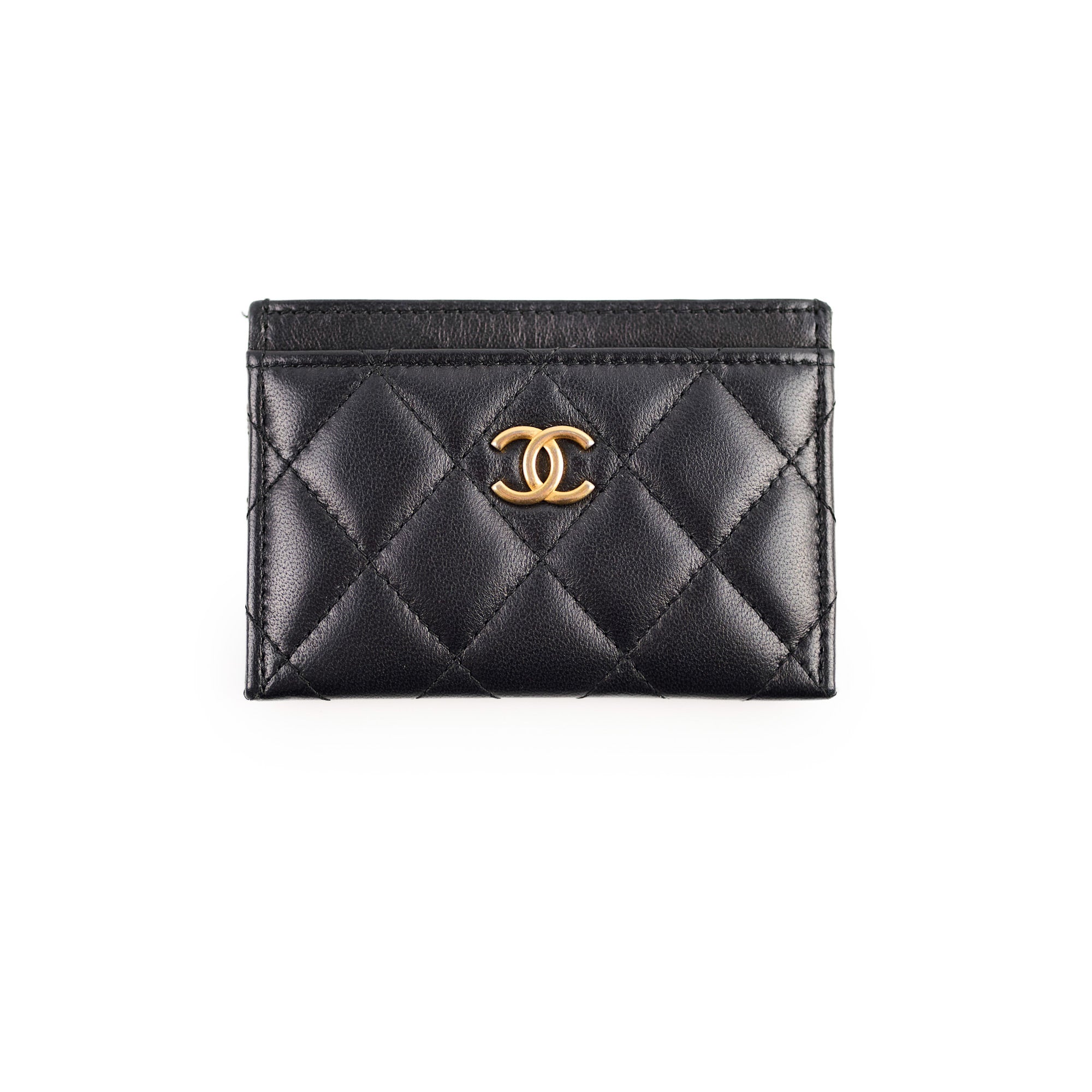 Chanel Black Lambskin Leather Card Holder Wallet - Luxury Slim Credit Card Case for Women & Men | Perfect for Everyday Use, Travel & Gift Giving