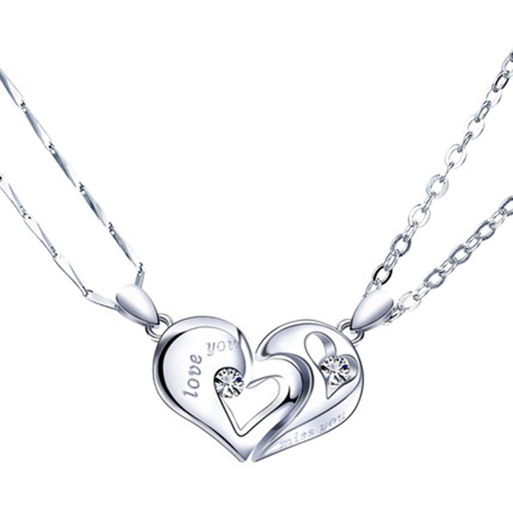HUOQILIN Sterling Silver Couple Necklace Set - Matching His & Hers Pendant for Long Distance Relationships, Japanese Minimalist Design, Romantic Gift for Anniversaries & Valentine's Day - Perfect for Everyday Wear and Special Occasions