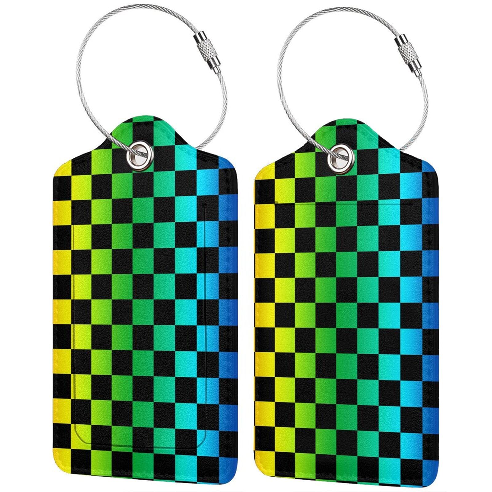 2-Pack PU Leather Luggage Tags with Privacy ID Card Holder - Durable Suitcase Name Tags for Travel Accessories | Perfect for Business Trips, Vacations & Lost Luggage Identification