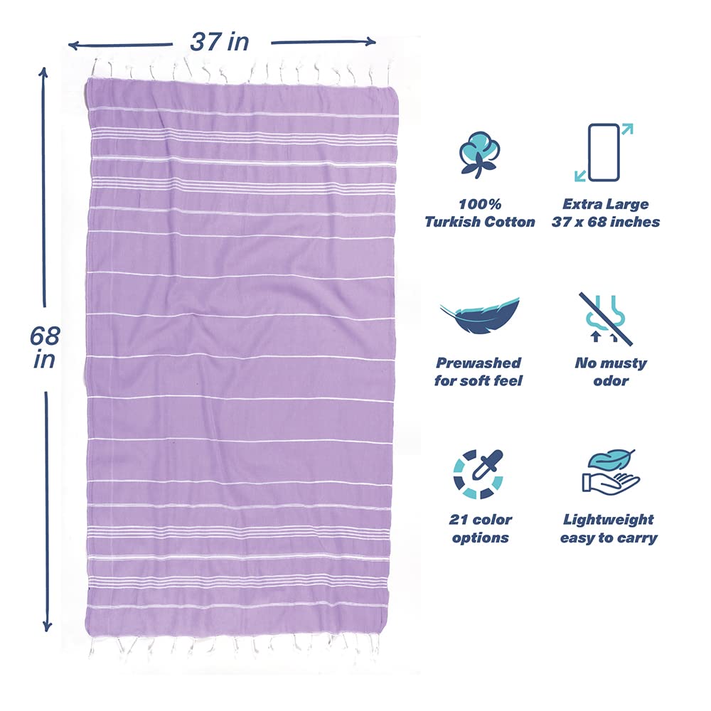 Turkish Beach Towel - Oversized Sand-Free Quick-Dry for Pool, Beach & Travel (Lilac)