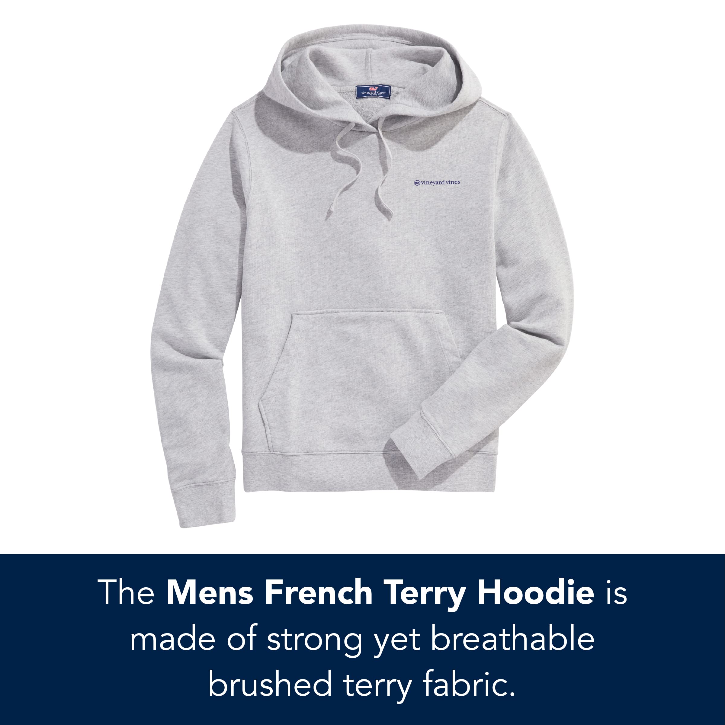 Vineyard Vines Men's French Terry Hoodie - Soft & Comfortable Pullover Sweatshirt for Casual Wear, Gym, and Outdoor Activities