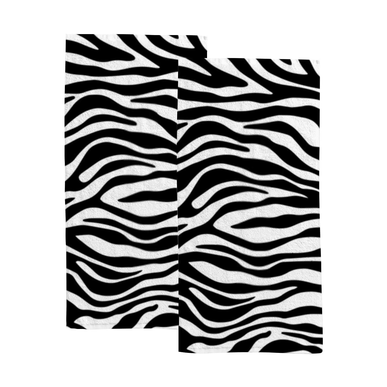 2-Piece Polyester Towel Set - Super Absorbent Zebra Print Hand & Bath Towels (30x15 Inches) - Soft & Comfortable for Bathroom, Spa, Gym, and Beach Use