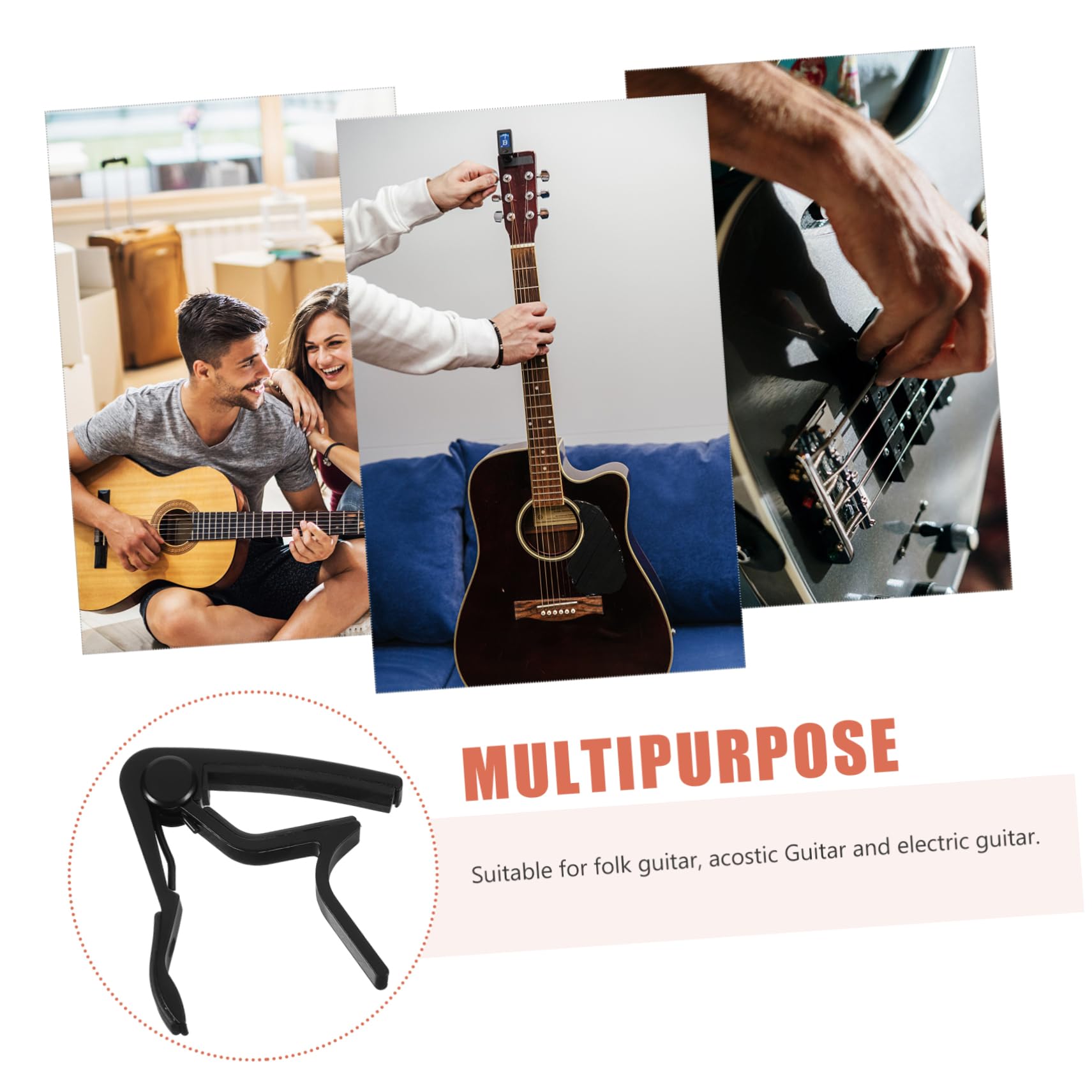 Healifty Metal Guitar Capo - Easy to Use for Acoustic, Electric, Bass & Ukulele - Black | Perfect for Live Performances, Studio Recording & Practice Sessions