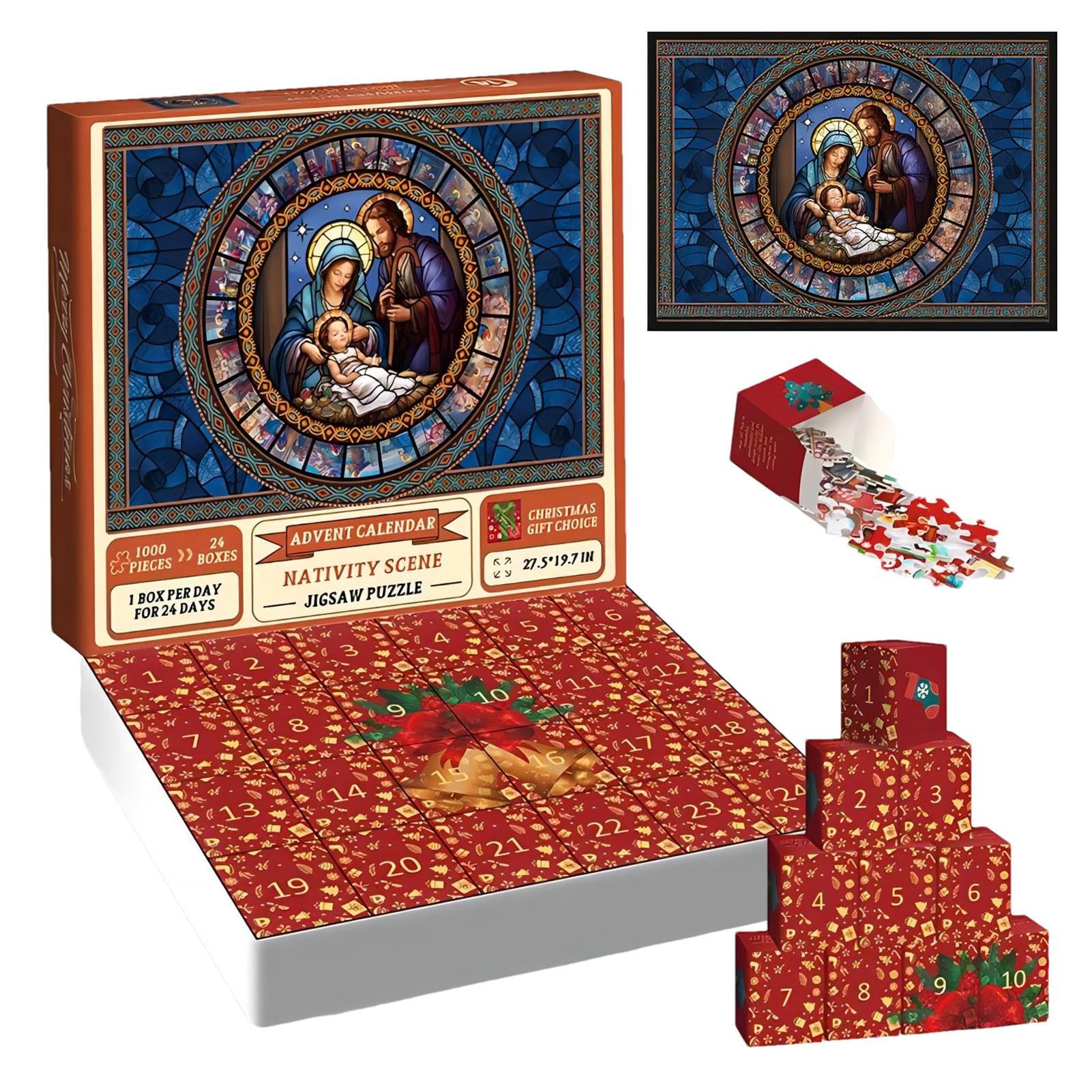 2023 Nativity Advent Calendar Puzzle - 24 Days Christmas Countdown with Nativity Scene - Fun Holiday Puzzle for Adults & Kids | Perfect for Family Bonding & Christmas Decorations