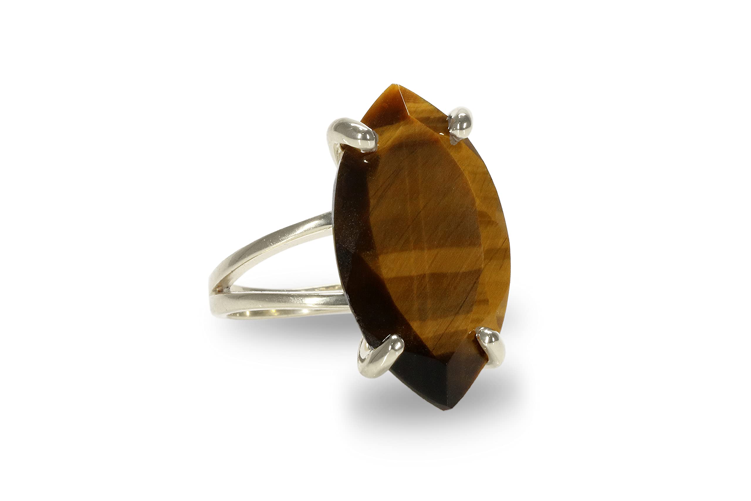 Elegant Marquise Tiger Eye Statement Ring for Women - 925 Sterling Silver Handcrafted Jewelry - Perfect for Formal Events, Casual Wear & Celebrations - Gift Box Included - Ideal for Weddings, Parties & Everyday Fashion