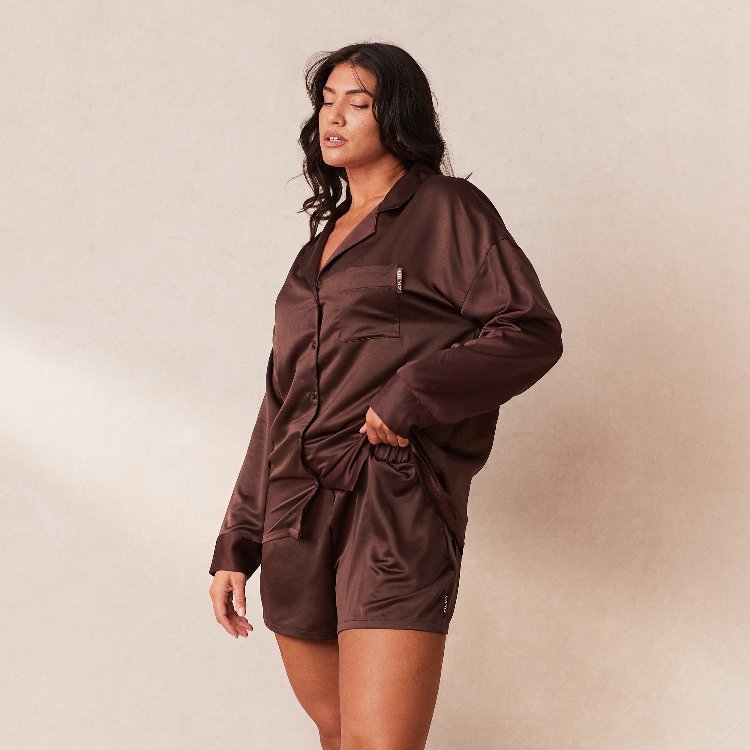 Classic Satin Pajama Shorts for Women - Soft & Comfortable Chocolate Brown Sleepwear - Perfect for Lounge, Sleep & Summer Nights