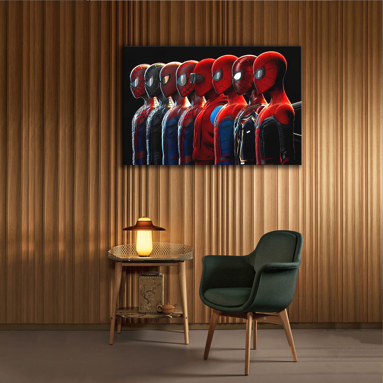 Spider-Man Superhero Group Poster - 8 Characters in One Frame - Modern Canvas Wall Art for Home & Bedroom Decor (20x30 Inches, Rolled Canvas) - Perfect for Comic Fans, Movie Themed Rooms & Gift Ideas