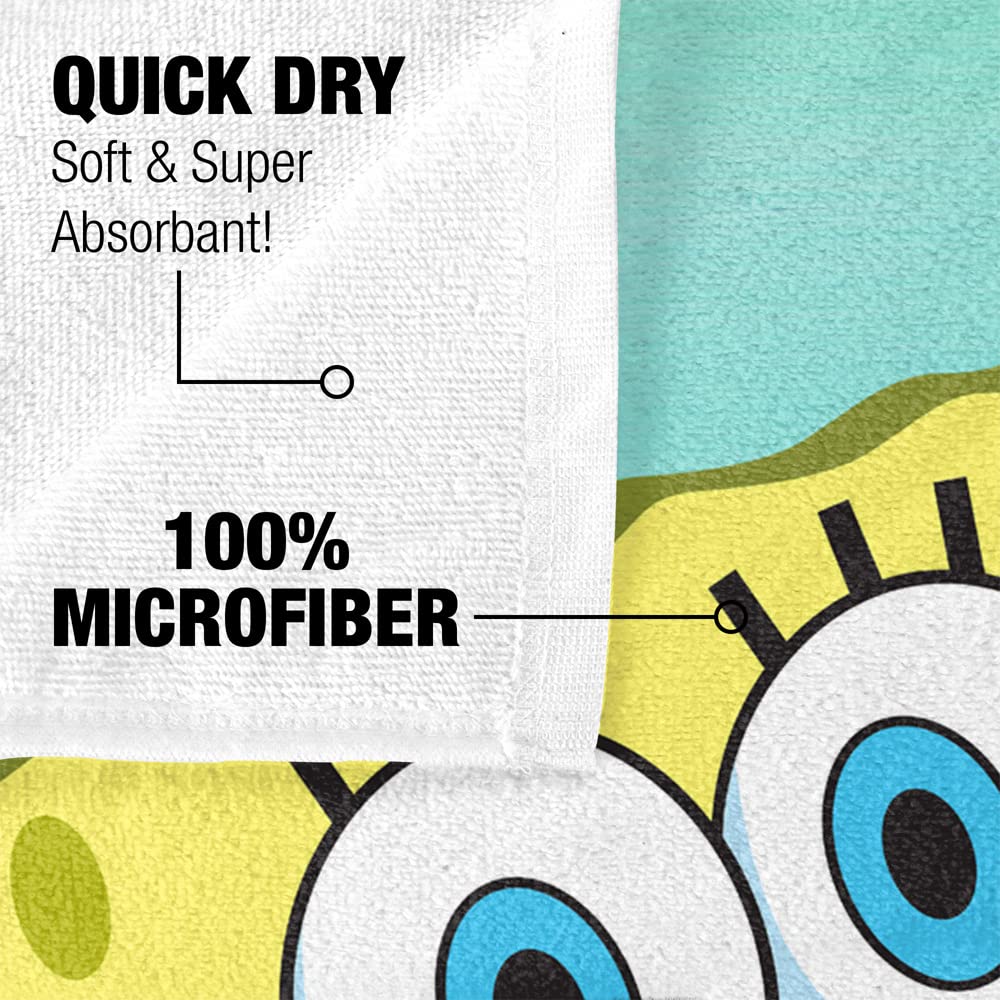 Spongebob Beach Towel 30x60 Inches - Soft Cartoon Character Beach Towel for Pool, Beach, Gym & Outdoor Activities - LOGOVISION Spongebob SquarePants Design