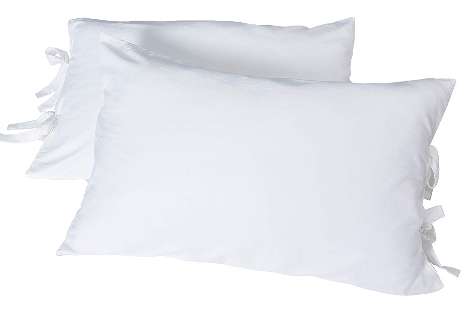 Premium White King Size Pillowcases with Bow Ties - 100% Pure Cotton Set of 2 - Luxury Bedding for Home, Hotel, and Gift Giving