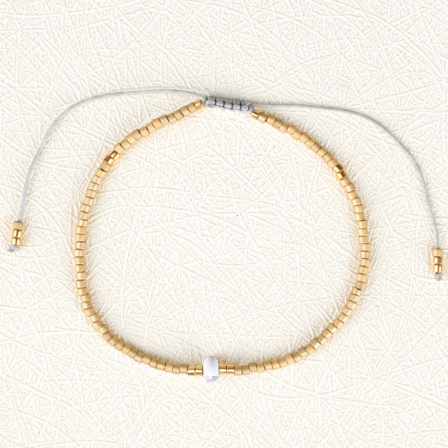 KELITCH Agate Seed Beads Friendship Bracelets for Women - Thin Stretch Bracelets with Natural Stones, Boho Beaded Jewelry for Beach, Summer, Yoga and Gift Giving
