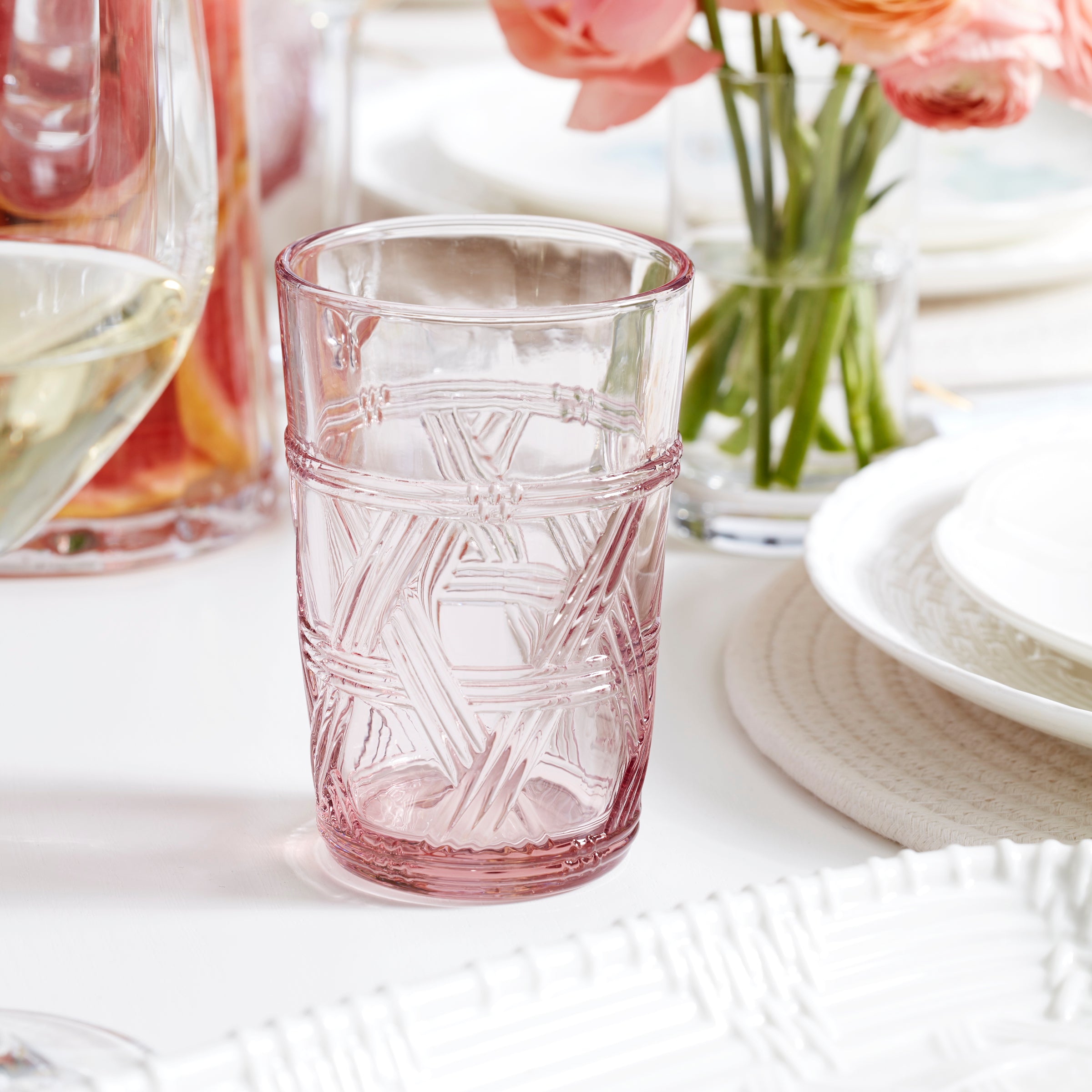 Butterfly Meadow Pink Tall Drinking Glasses Set of 4 - Elegant Glassware for Parties, Weddings & Home Decor
