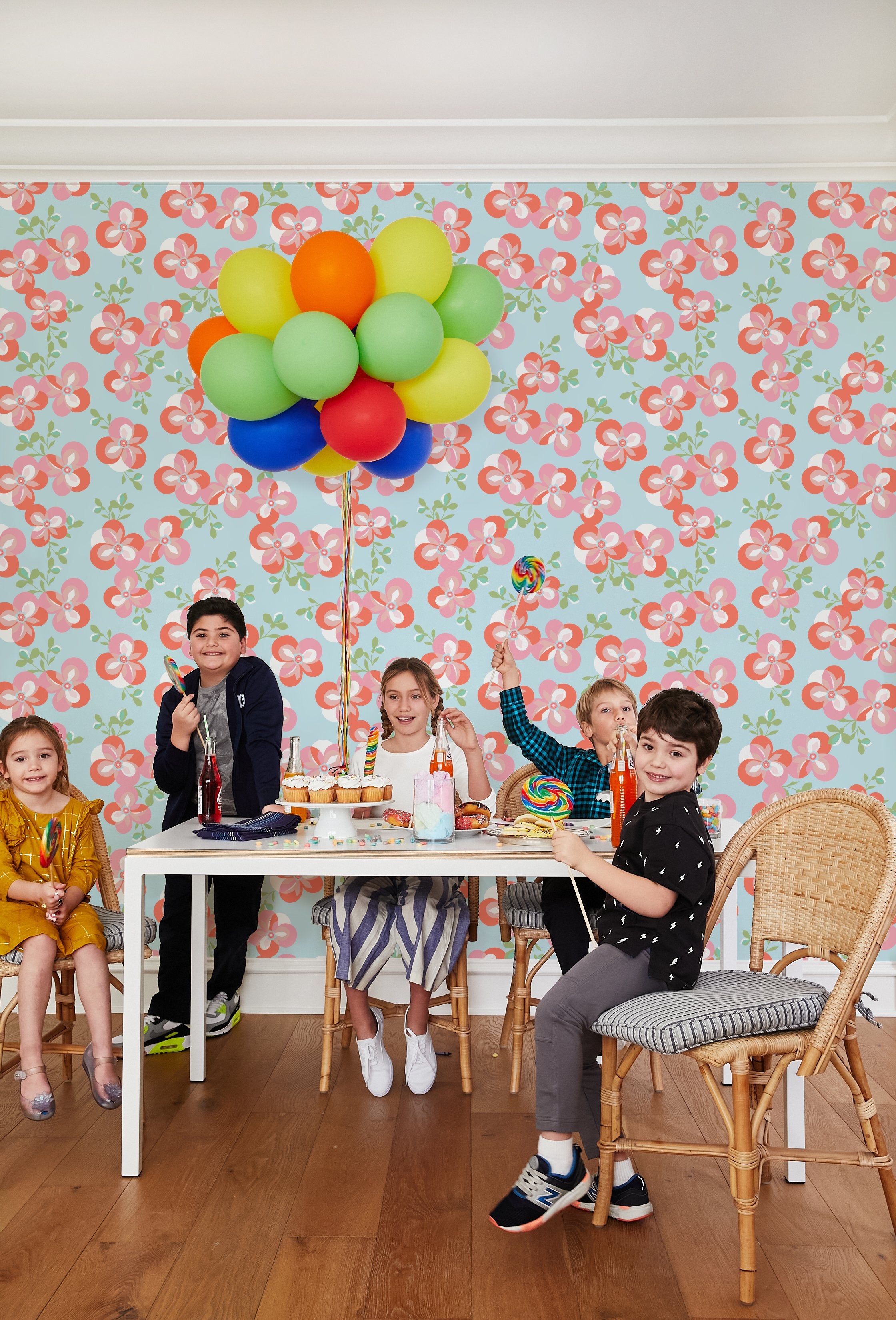 Tea Collection Graphic Flower Wallpaper in Coral - Perfect for Bedroom, Living Room & Home Decor