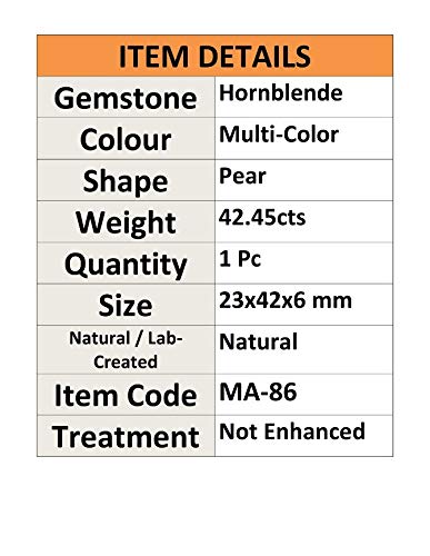 Natural Hornblende Pear Cabochon Loose Gemstone 42.45cts for Jewelry Making - Healing Crystal, Meditation Stone & Unique Gift Idea