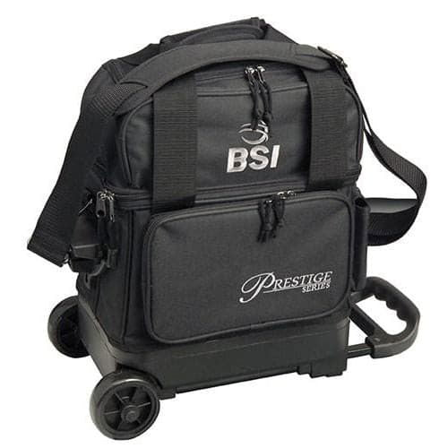 BSI Prestige 1 Ball Roller Bowling Bag - Black | Durable Rolling Bowling Ball Case with Wheels for Easy Transport | Perfect for League Play, Tournaments & Practice Sessions