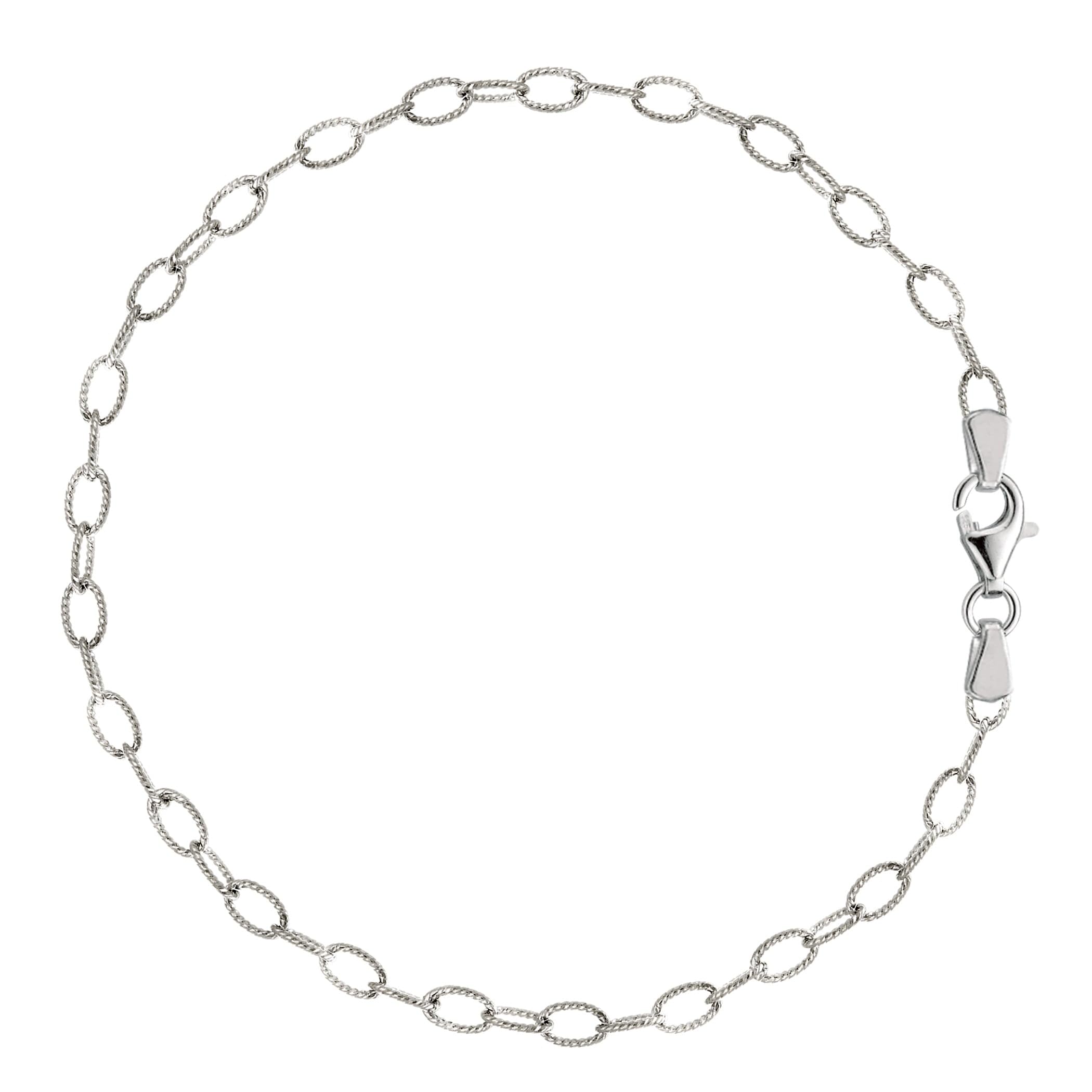 Sterling Silver Oval Twisted Cable Link Anklet - Elegant and Dainty Ankle Bracelet for Women, Perfect for Beach, Party, and Everyday Wear