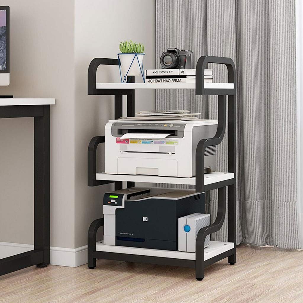 Heavy Duty Steel Frame Printer Stand with 4-Tier Storage Shelf - Black Space-Saving Desk Organizer for Home & Office | Sturdy Printer Rack for Laser Printers, Scanners, Copiers | Non-Slip Pads for Stability | Compact Workspace Solution | Perfect for Printing, Scanning, Copying & Document Storage | Ideal for Home Office, Small Business & Dorm Rooms | Use in Office Setup, Workstations, Apartments & Shared Spaces for Efficient Printing & Organization
