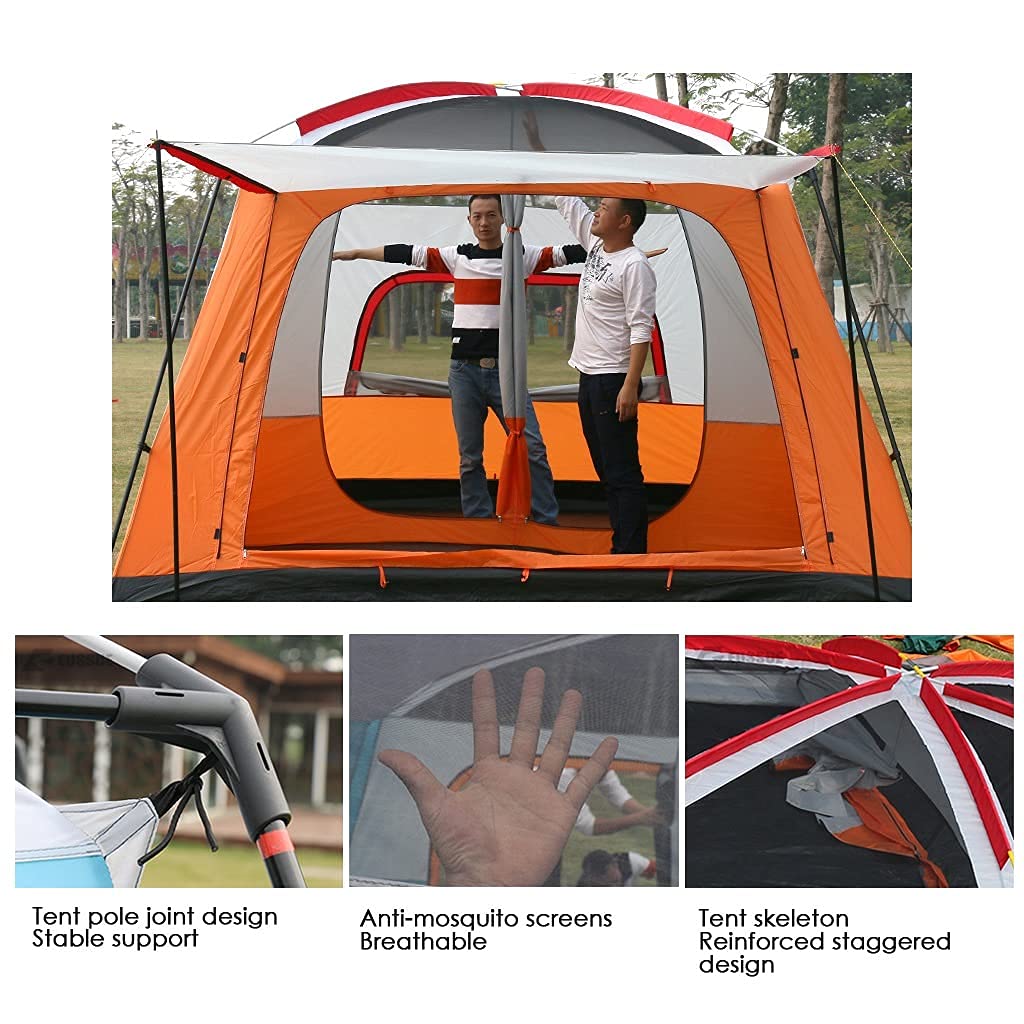 6-Person Waterproof 4-Season Family Camping Tent with Living Room & Separate Rooms - Spacious Outdoor Shelter for Camping, Hiking & Backpacking Adventures