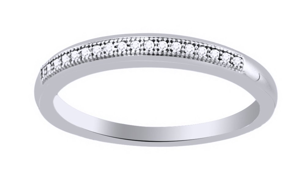 10K Solid Gold AFFY White Natural Diamond Accent Wedding Band Ring for Women - Elegant Bridal Jewelry, Anniversary Gift & Everyday Wear