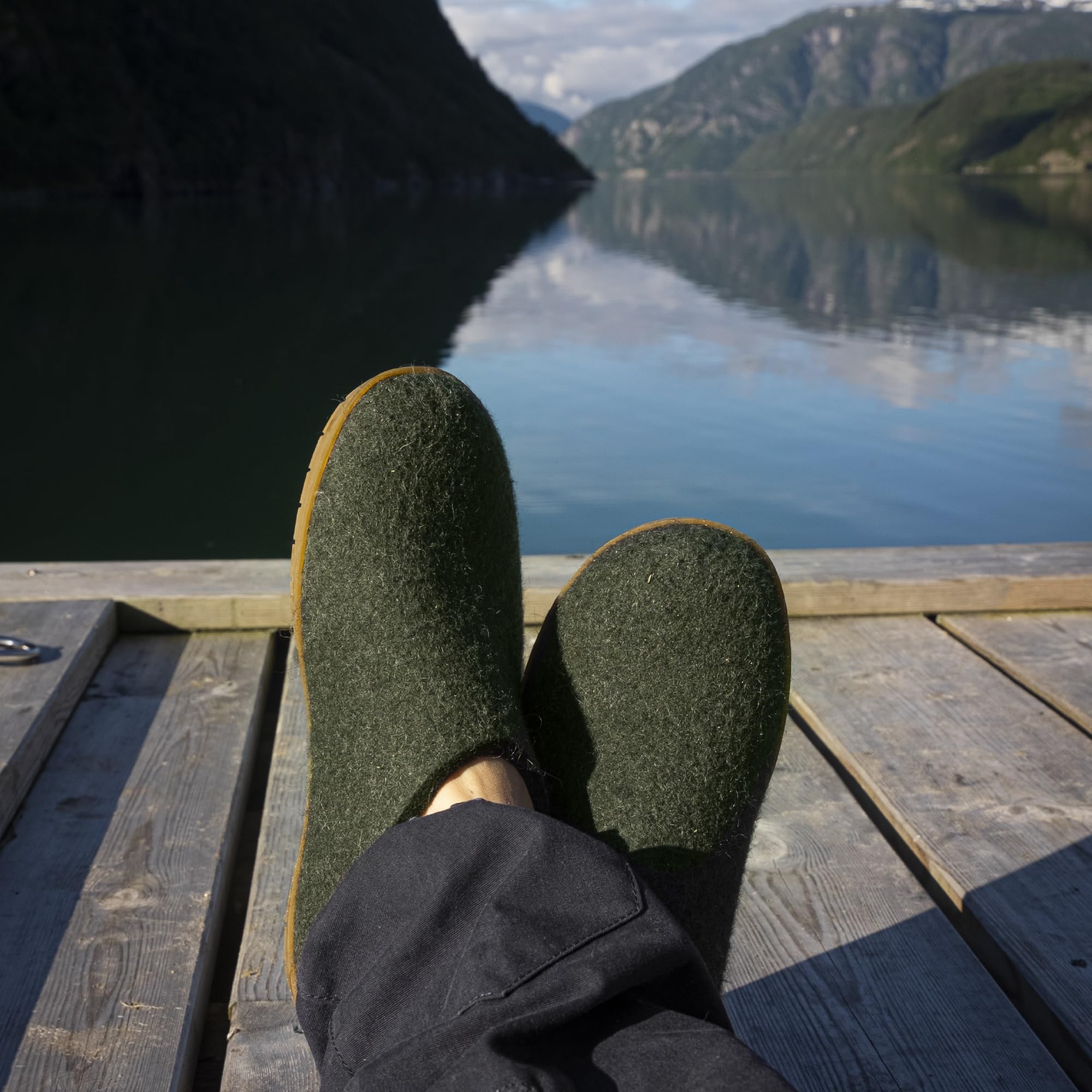 GLERUPS Unisex Wool Slippers with Rubber Sole - Comfortable Slip-On Indoor/Outdoor House Shoes for Women & Men - Perfect for Home, Office, and Casual Wear
