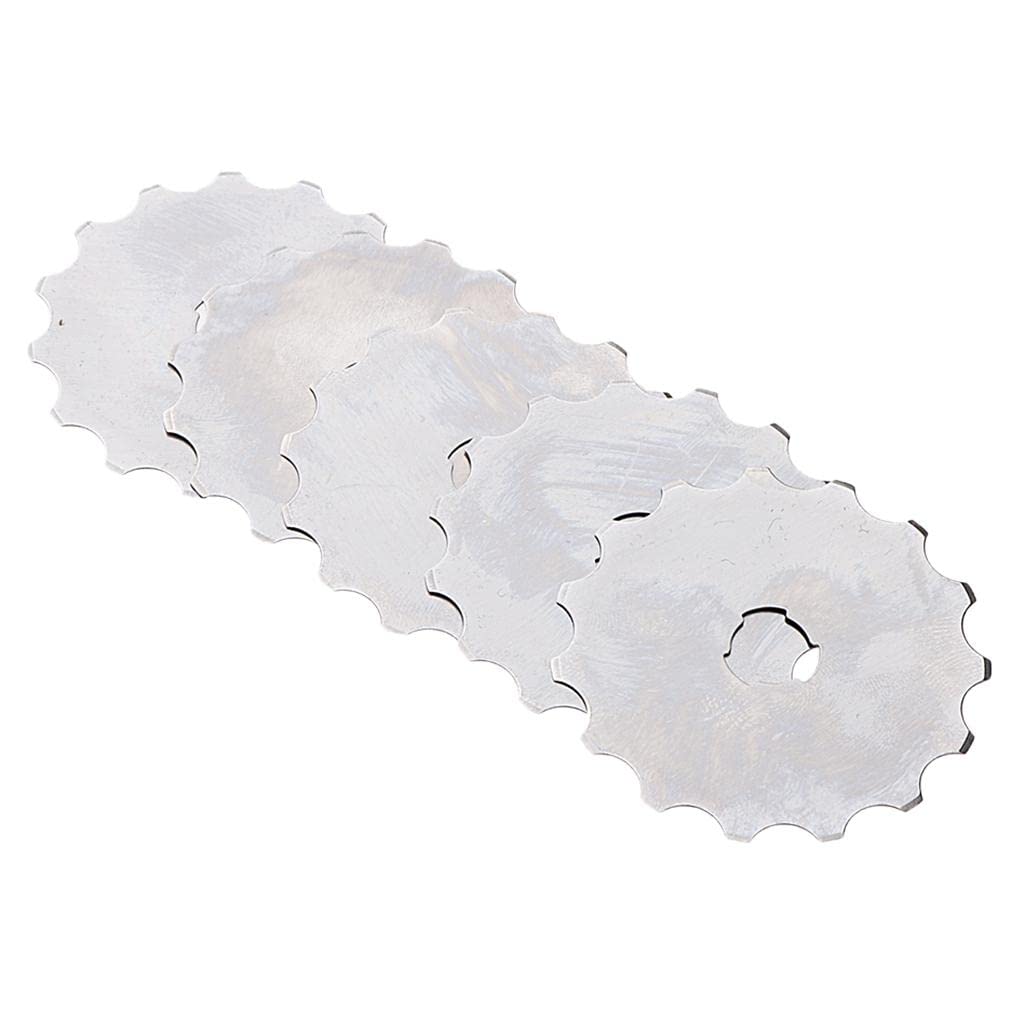 Milageto 5-Piece Set - 45mm Rotary Cutter with Crochet Edge & 15 Teeth - Premium Fabric Cutting Blades for Quilting, Sewing, and DIY Crafts - Ideal for Scrapbooking, Dressmaking, and Home Decor Projects