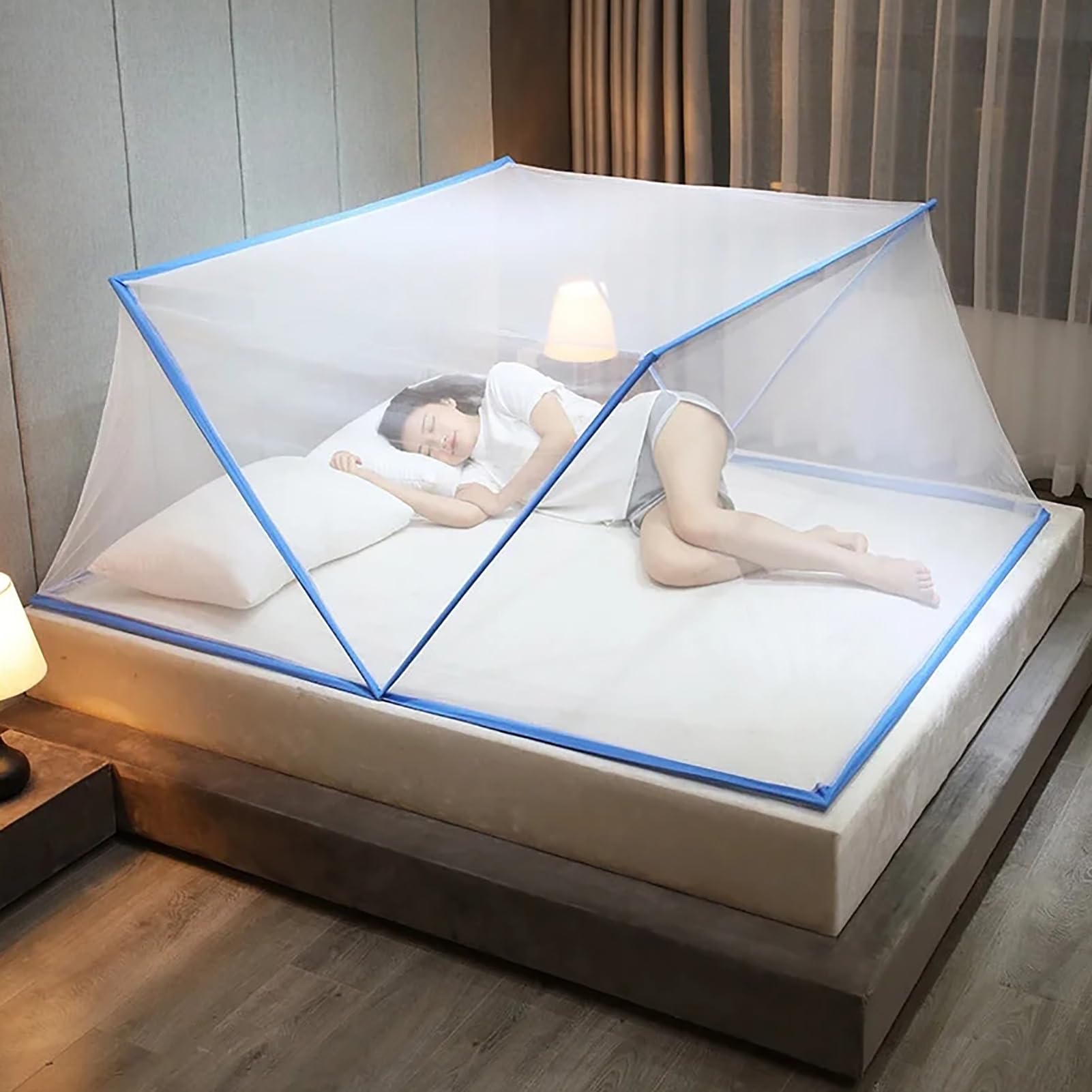 Foldable Bottomless Spiral Mosquito Net - Portable Anti-Mosquito Bed Canopy Tent for Windows & Beds (100×190×80cm) - Perfect for Camping, Travel, and Home Use