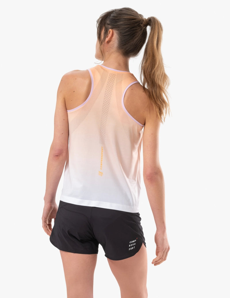 Compressport Women's Running Singlet - Lightweight Breathable Athletic Top for Marathon & Training | Buff Orange Performance Shirt for Outdoor Sports & Gym Workouts
