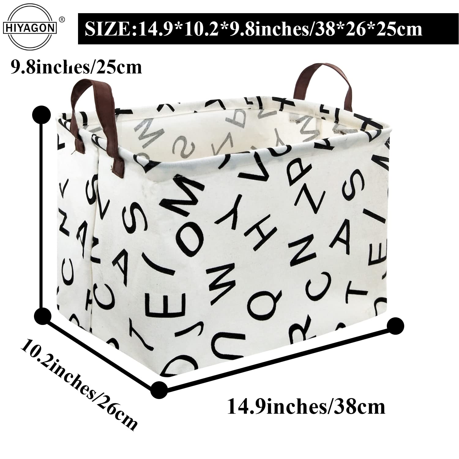 HIYAGON Collapsible Fabric Storage Bin - Rectangular Organizer Basket for Baby, Kids, Pets | Perfect for Toys, Nursery, Clothes, Books & Gift Storage (Alphabet Pattern) - Ideal for Home Organization & Playroom Storage