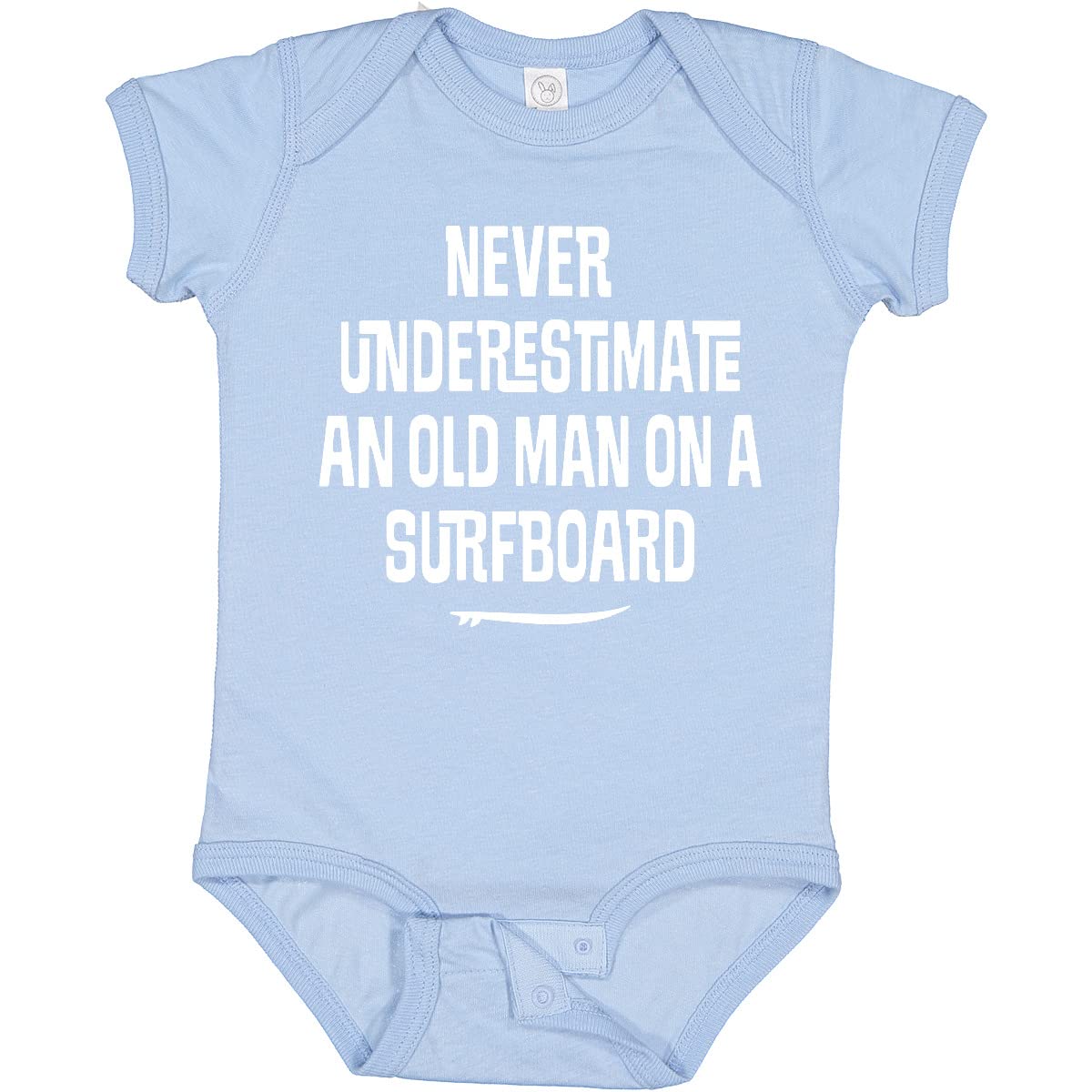 Inktastic Underestimate Old Man Surfboard Baby Bodysuit - Soft Cotton Infant Onesie for Beach, Surfing & Summer Outfits
