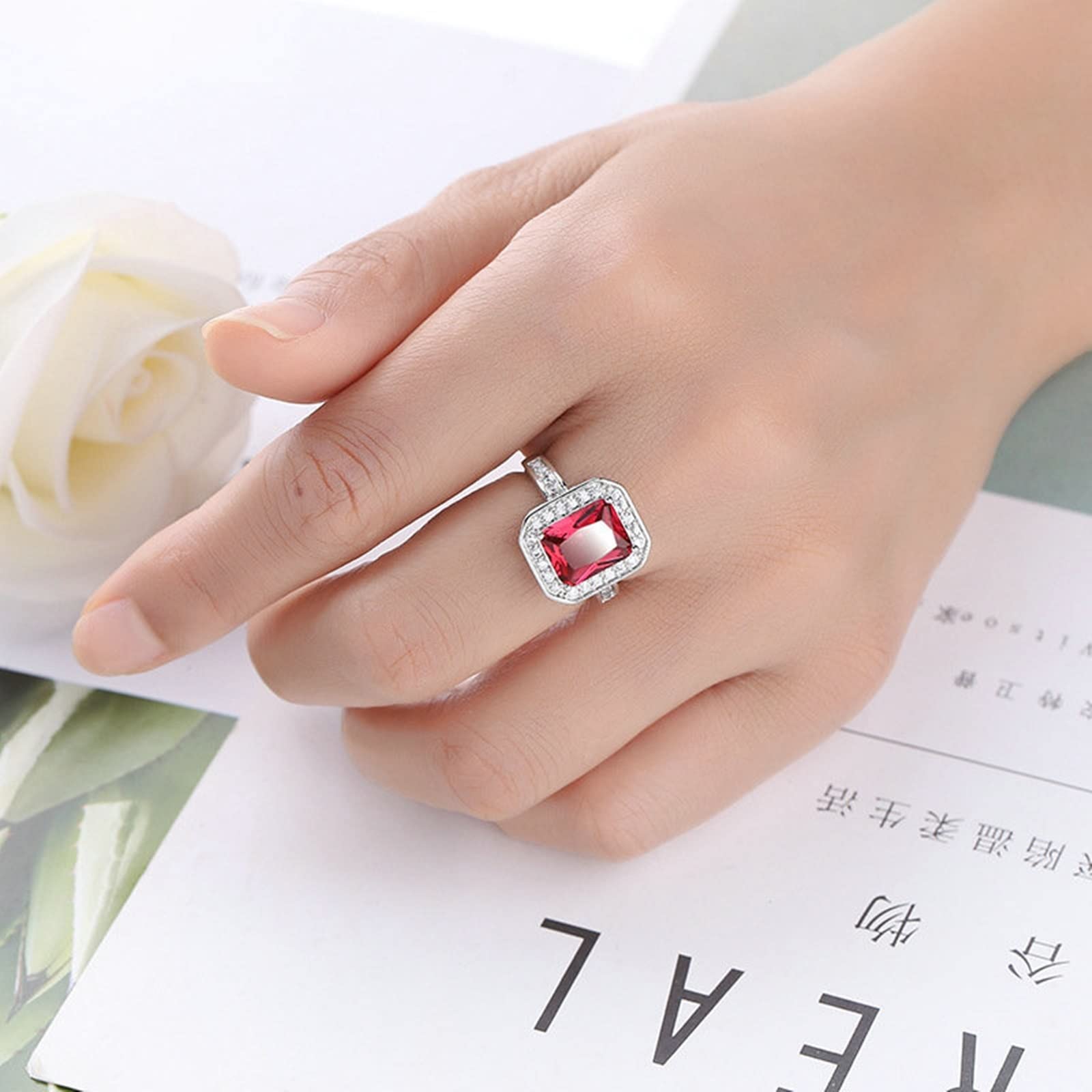Elegant Rectangle Wedding Rings for Women - Sterling Silver or Gold Wedding Band for Brides, Engagement, Anniversary - Perfect for Bridal Jewelry, Proposals & Special Occasions
