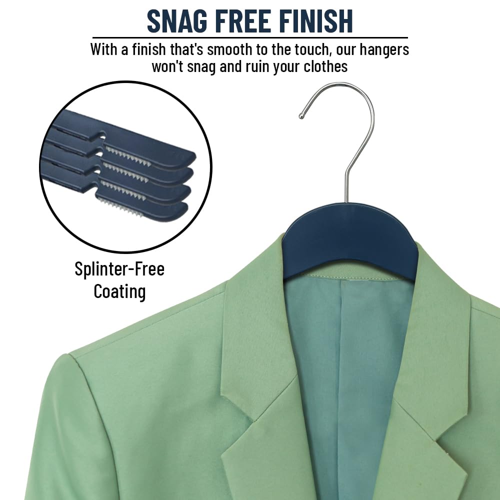 Elegant Slim Plastic Clothes Hangers - 36 Pack Navy Blue Non-Slip Hangers for Blouses, Shirts & Delicate Garments | Space Saving Closet Organization for Home & Retail Stores