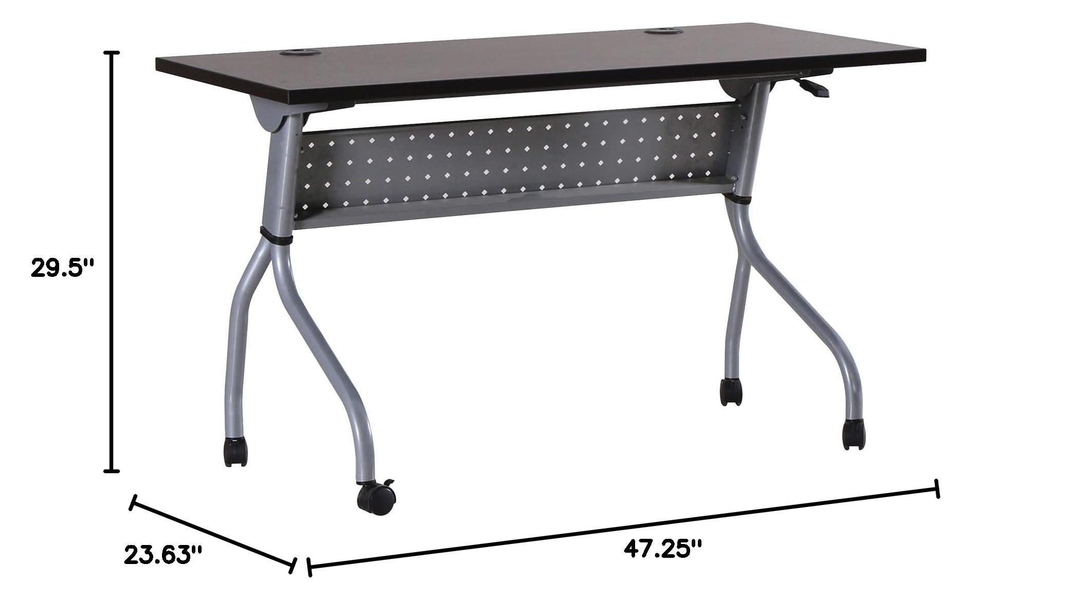 Lorell Espresso/Silver Training Table - Adjustable Height Workstation for Office, Classroom & Home Use - Durable & Ergonomic Design for Comfortable Learning & Working