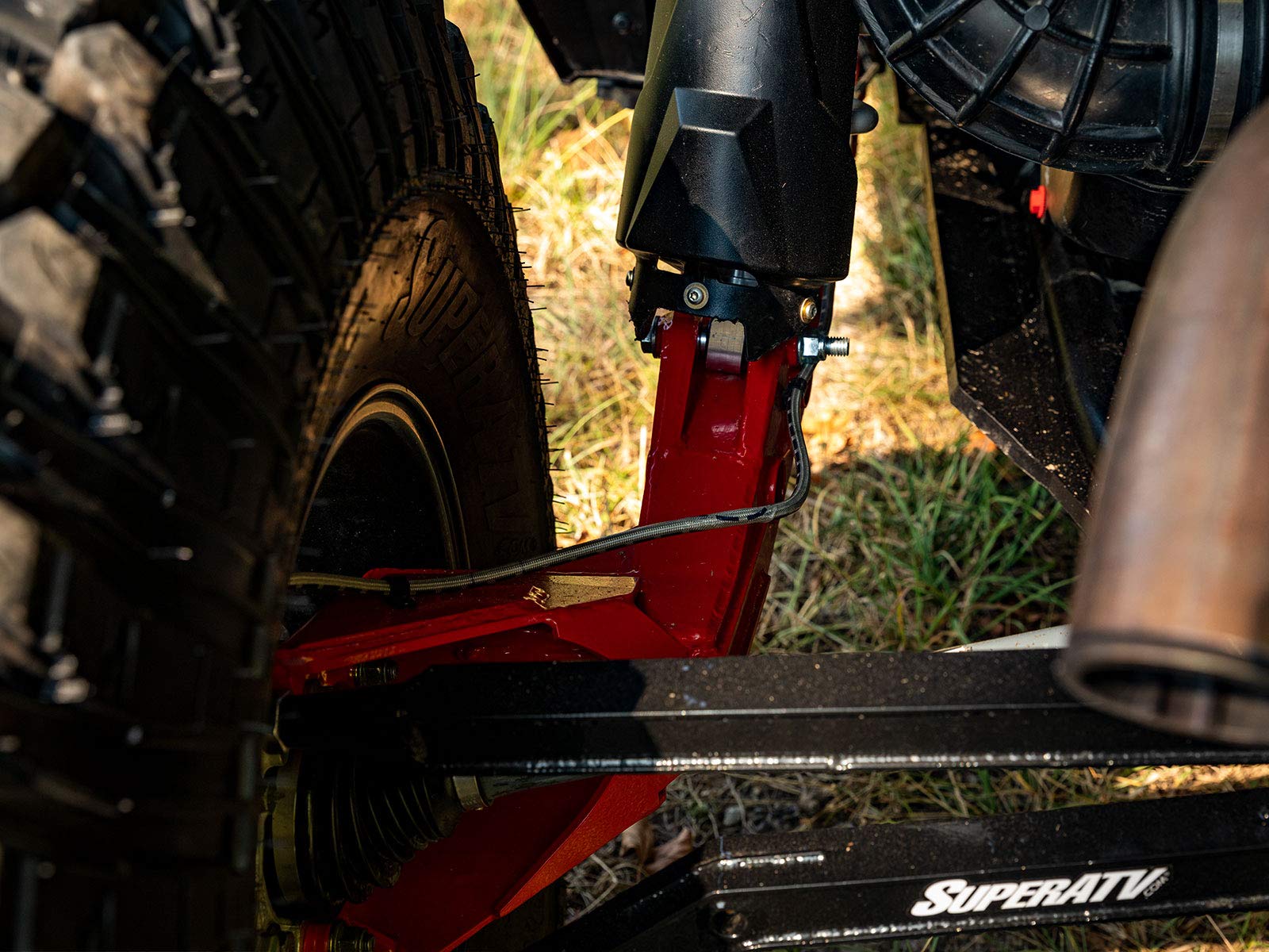 SuperATV Heavy Duty High Clearance Rear Trailing Arms for Polaris RZR RS1 (2018+) - Red | Off-Road Suspension Upgrade for Enhanced Performance & Durability | Perfect for Trail Riding, Rock Crawling & Mudding