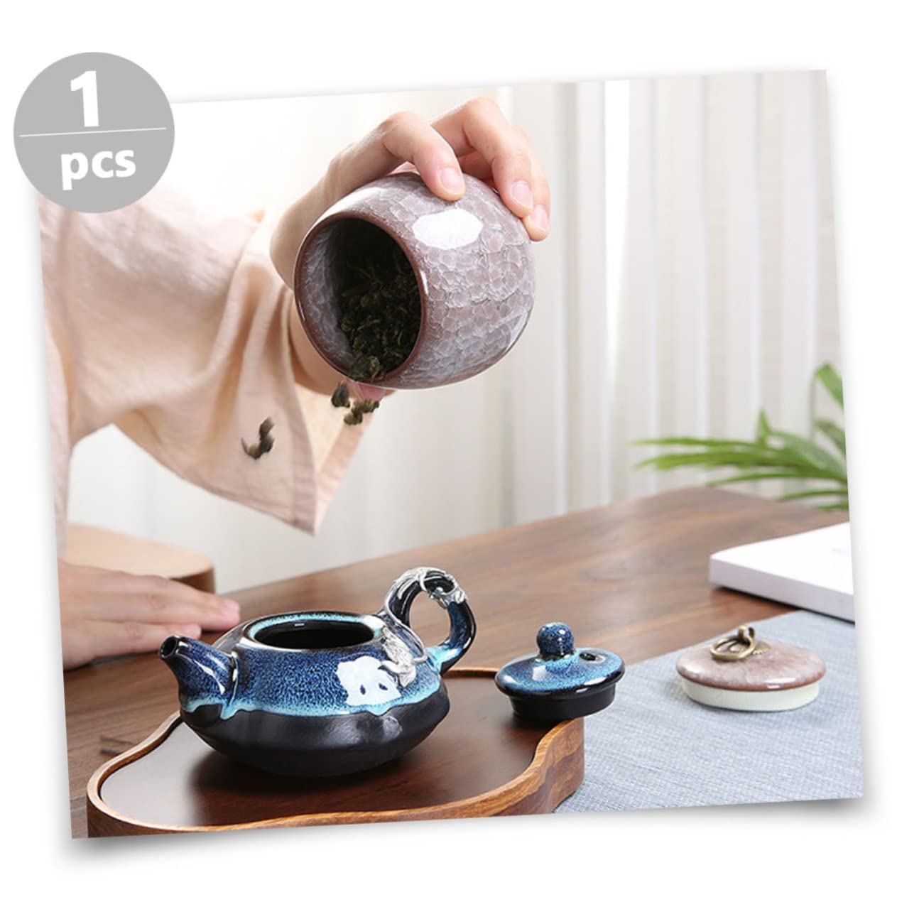 Beavorty Ceramic Nail Dip Powder Kit with Storage Lid - Multi-Purpose Nail Art Tool for DIY Manicures & Tea Storage | Perfect for Home Salons & Gift Giving