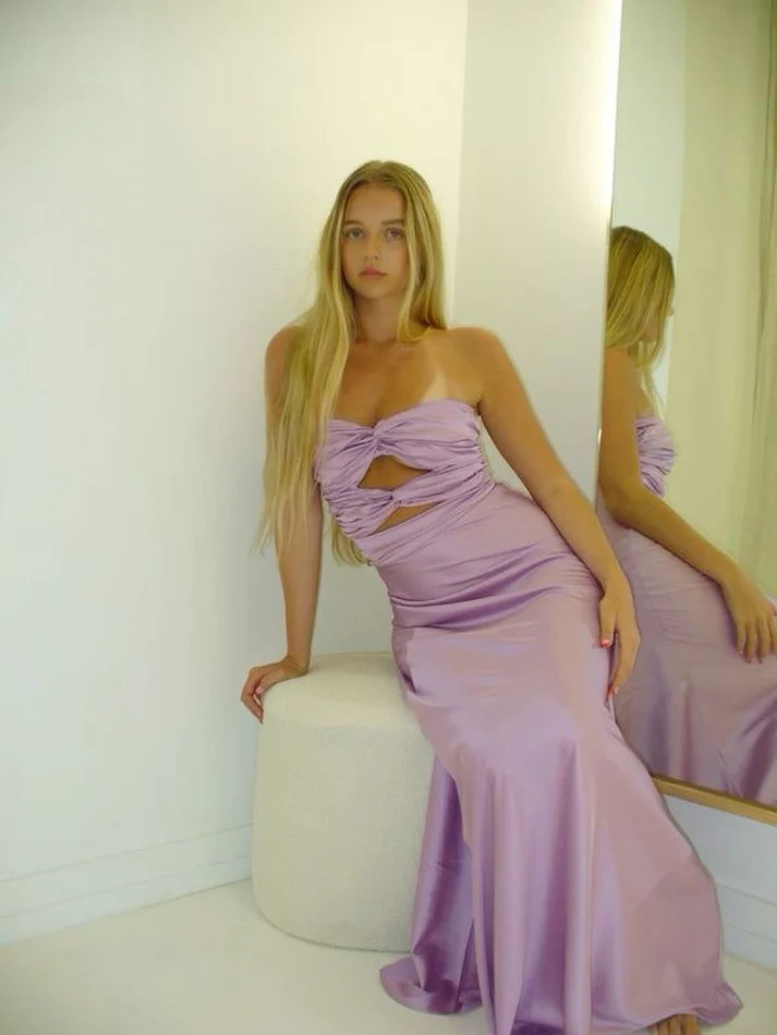 Elegant Lilac Mermaid Prom Dress - Strapless Floor-Length Sleeveless Formal Gown J5680 | Perfect for Homecoming, Prom Night, and Special Occasions
