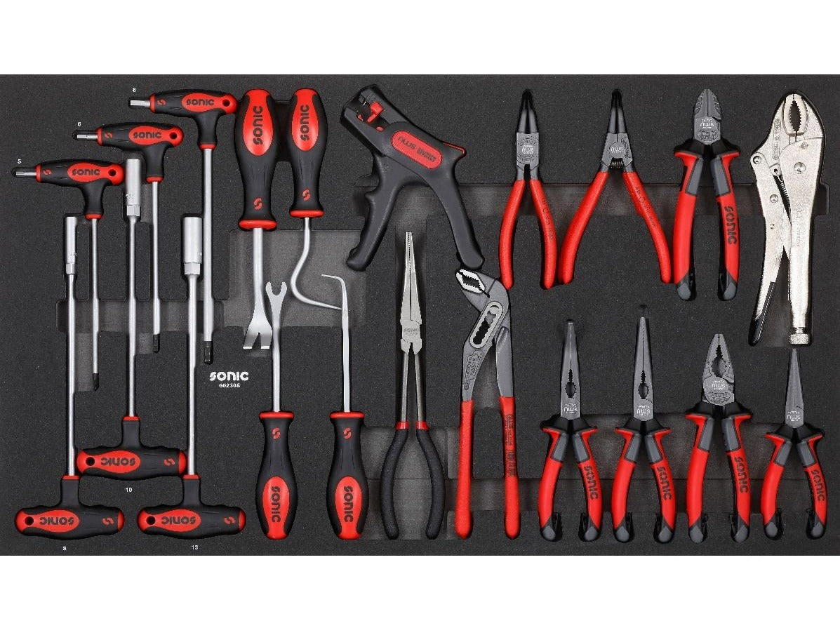 23-Piece Sonic Foam System Pliers & Hex Ball Grip Key Set - Heavy Duty 34mm Large Size for Automotive Repair, DIY Projects & Home Improvement